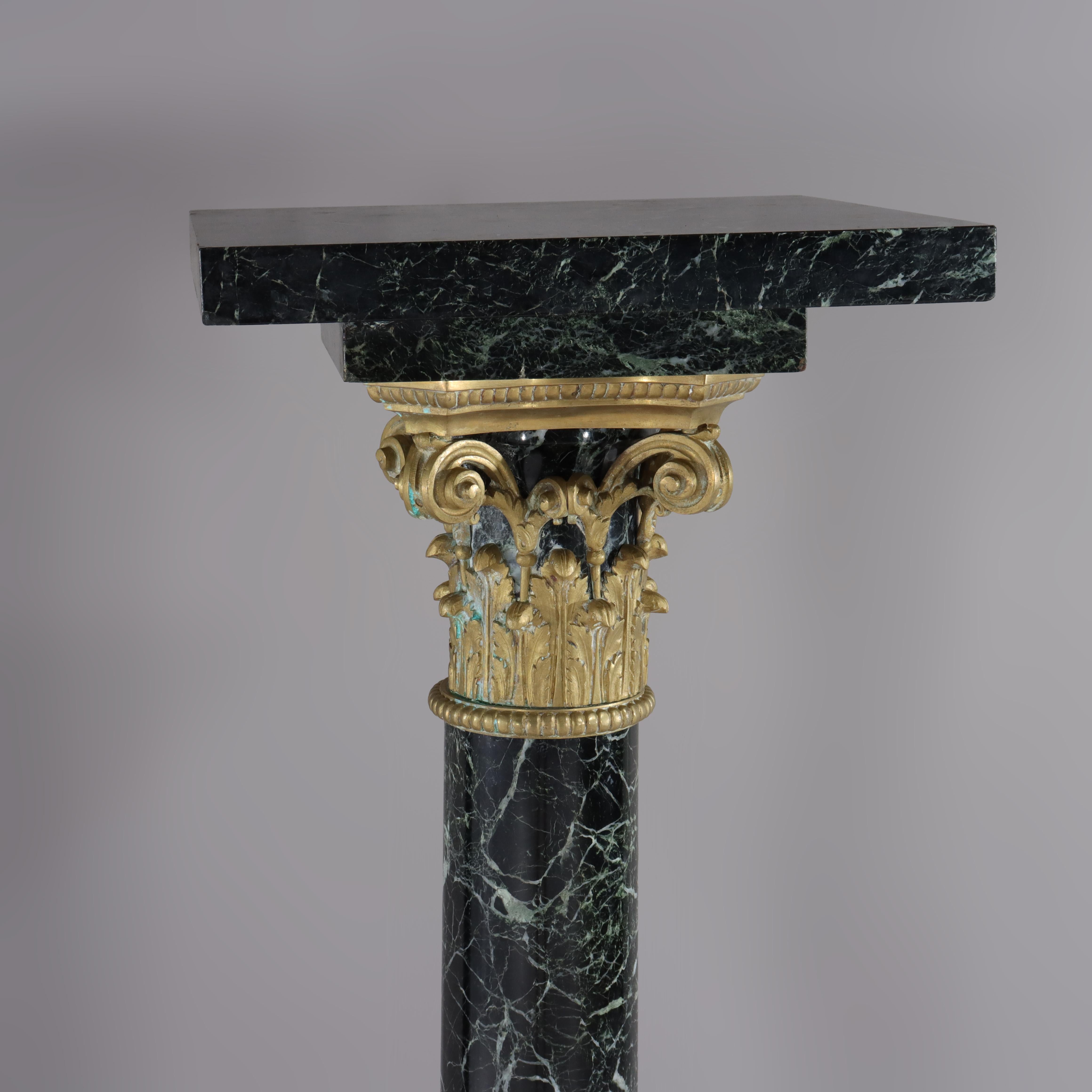 Pair Of French Classical Black Marble Sculpture Pedestals With Ormolu For Sale 1