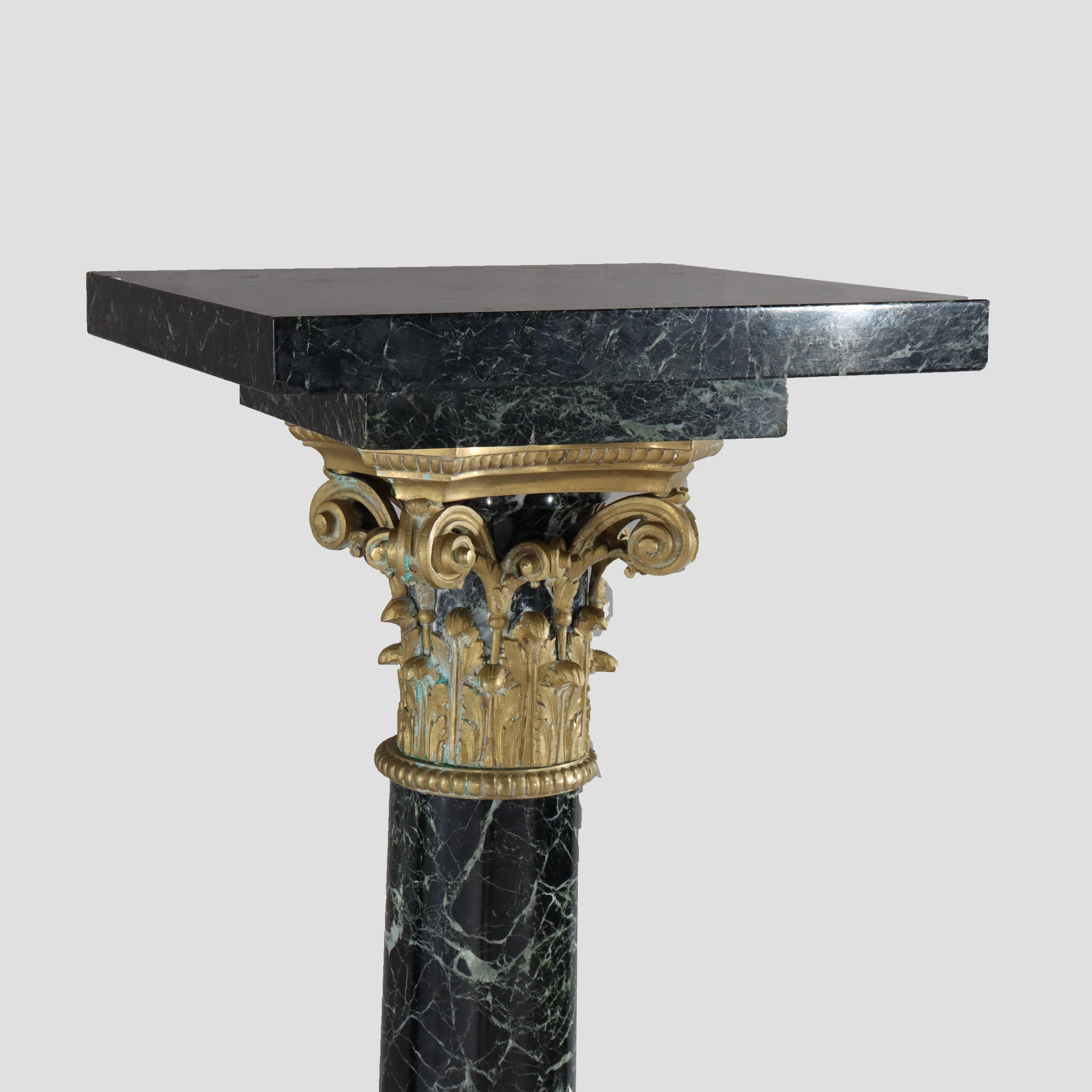 Pair Of French Classical Black Marble Sculpture Pedestals With Ormolu For Sale 2