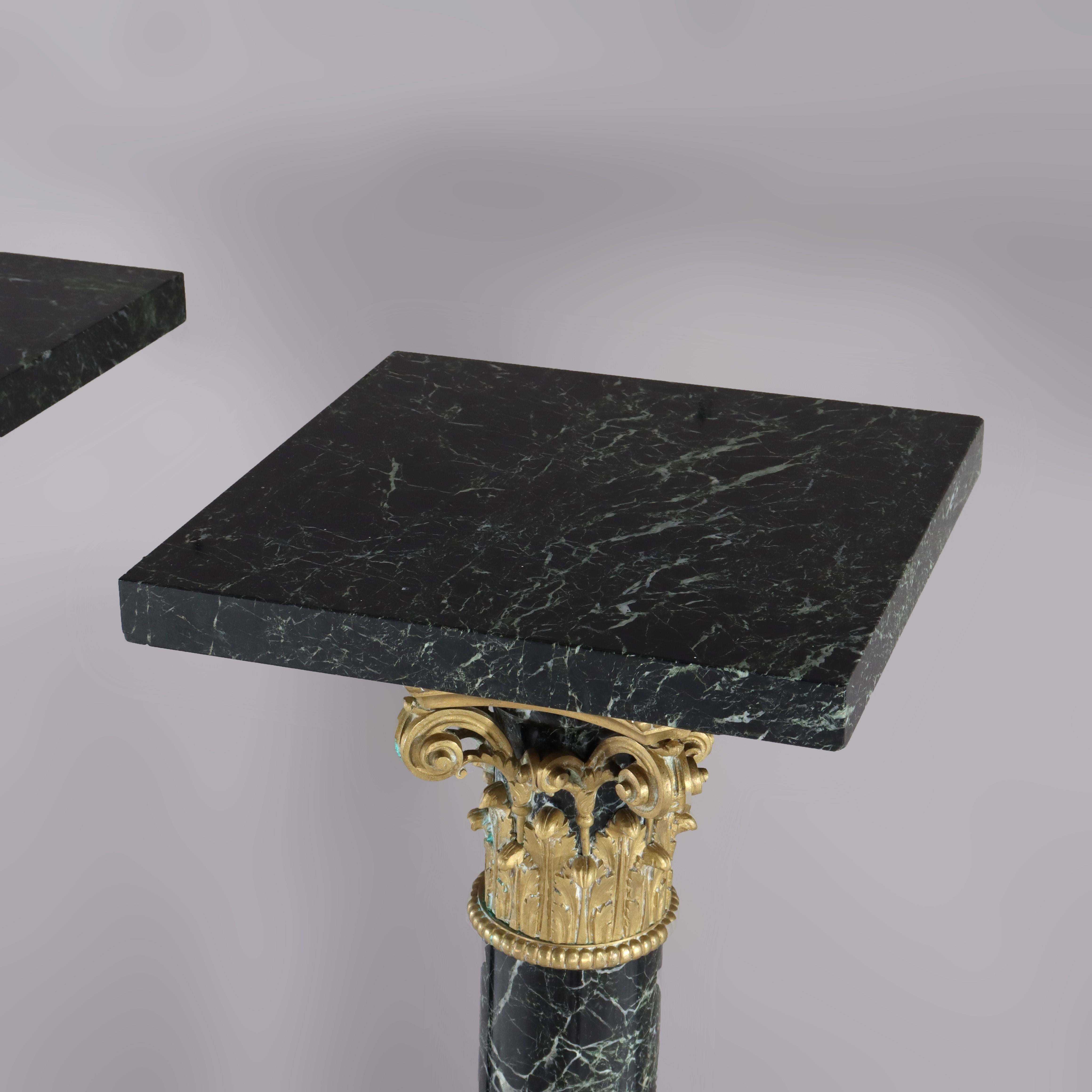 Pair Of French Classical Black Marble Sculpture Pedestals With Ormolu For Sale 3