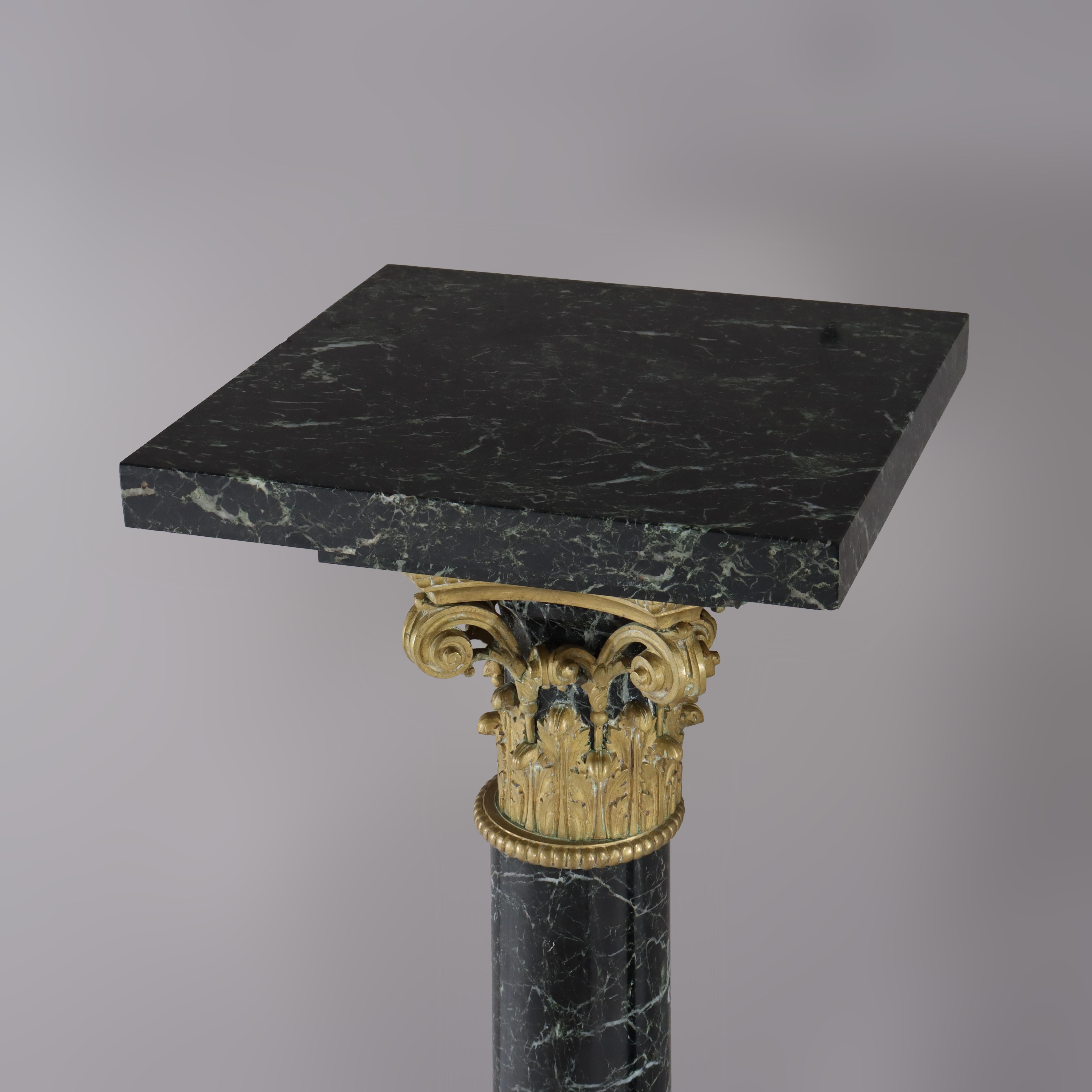 Pair Of French Classical Black Marble Sculpture Pedestals With Ormolu For Sale 4