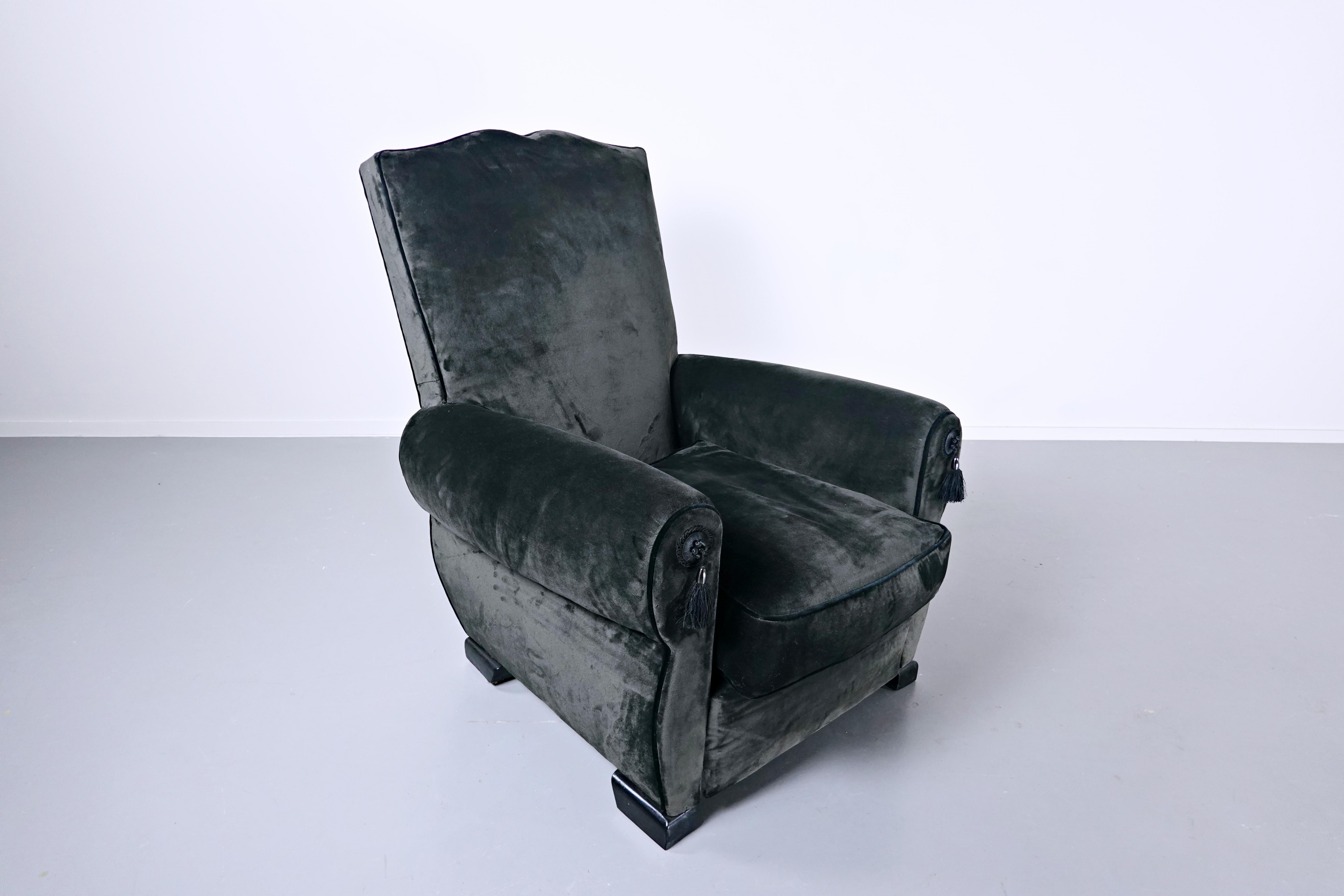 Français Paire de fauteuils club français, années 1940 en vente