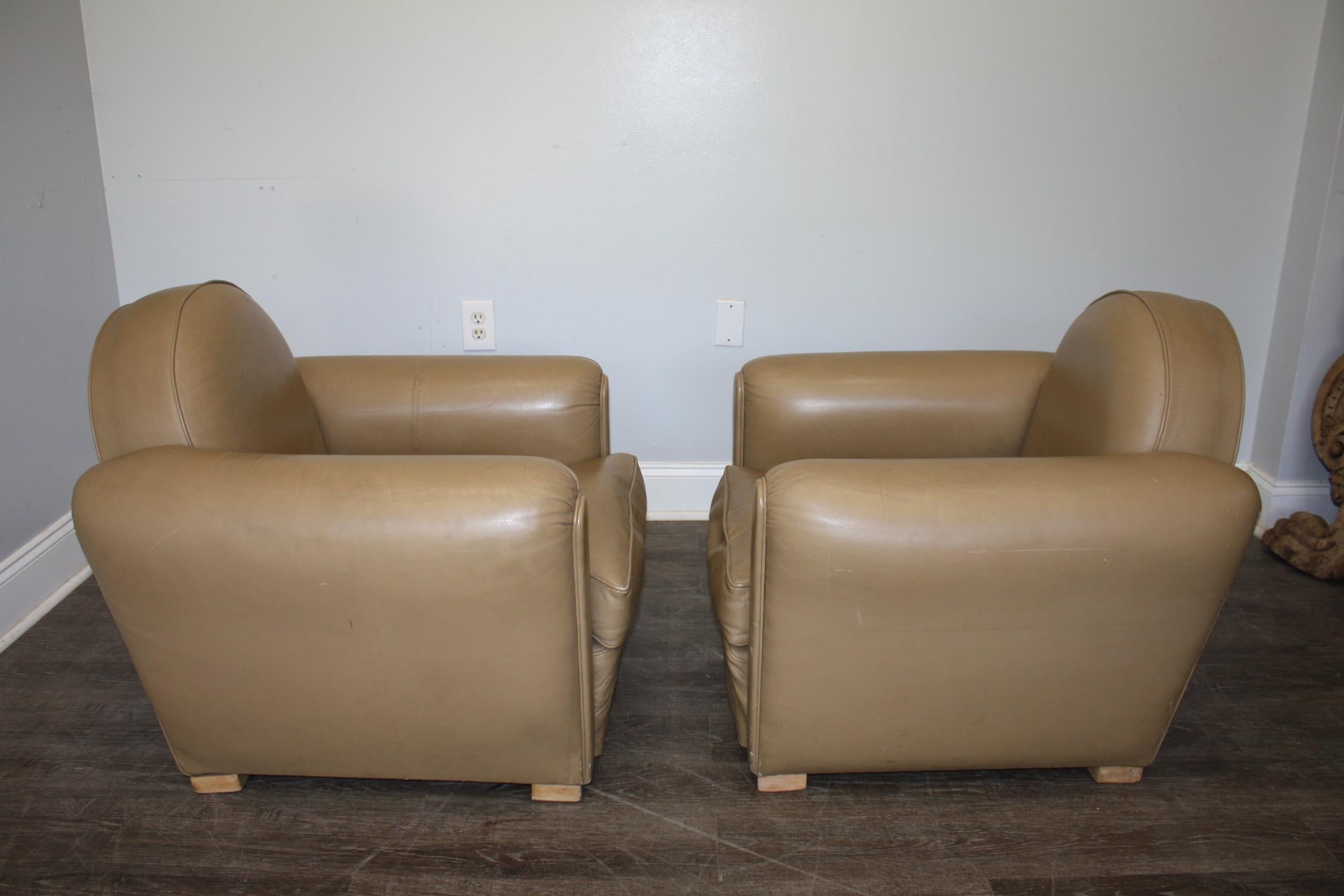 Pair of French Club Chairs For Sale 5