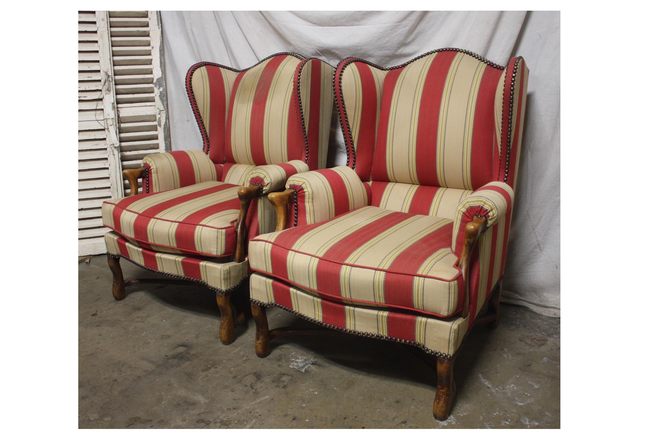 Pair of French club chairs.
