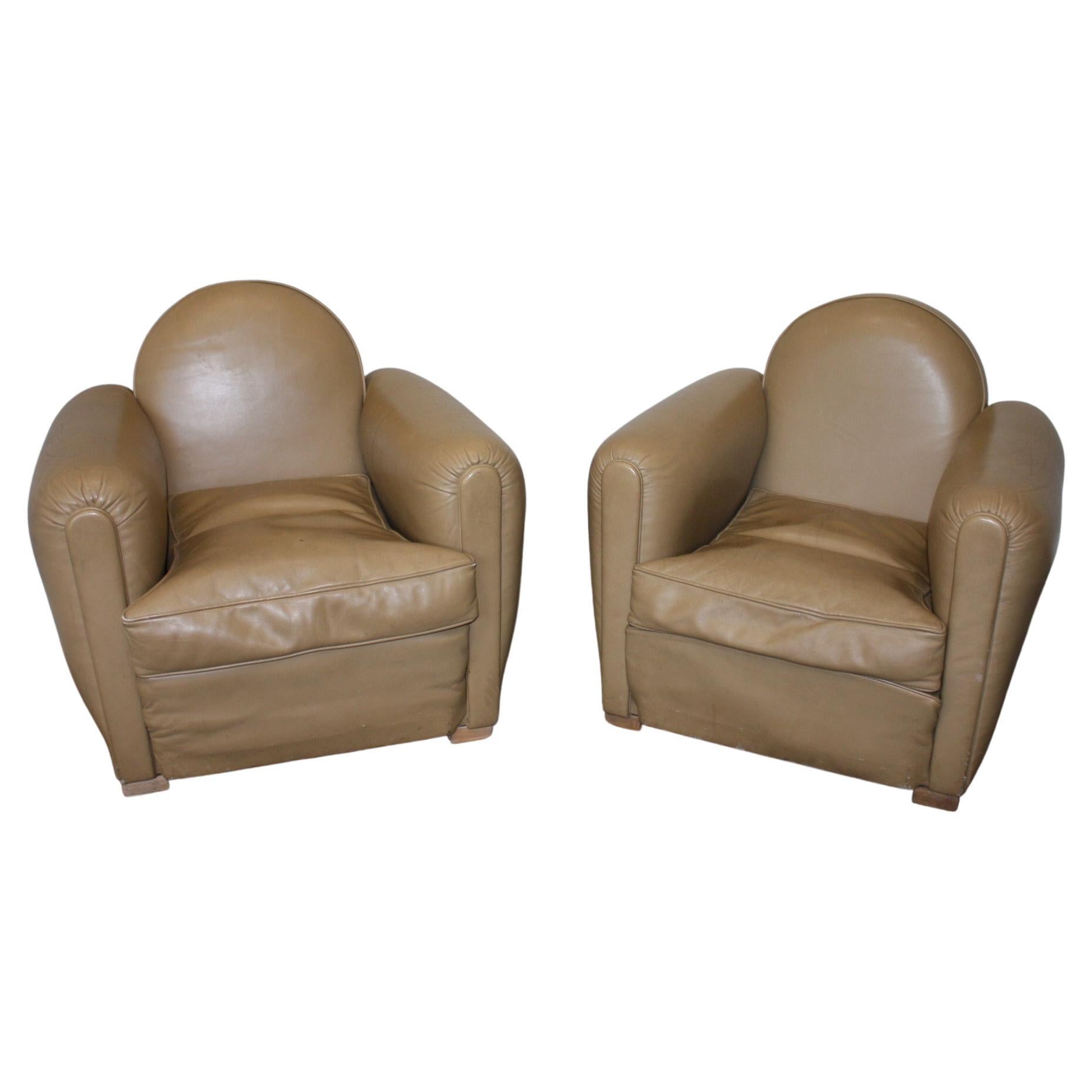 Pair of French Club Chairs For Sale