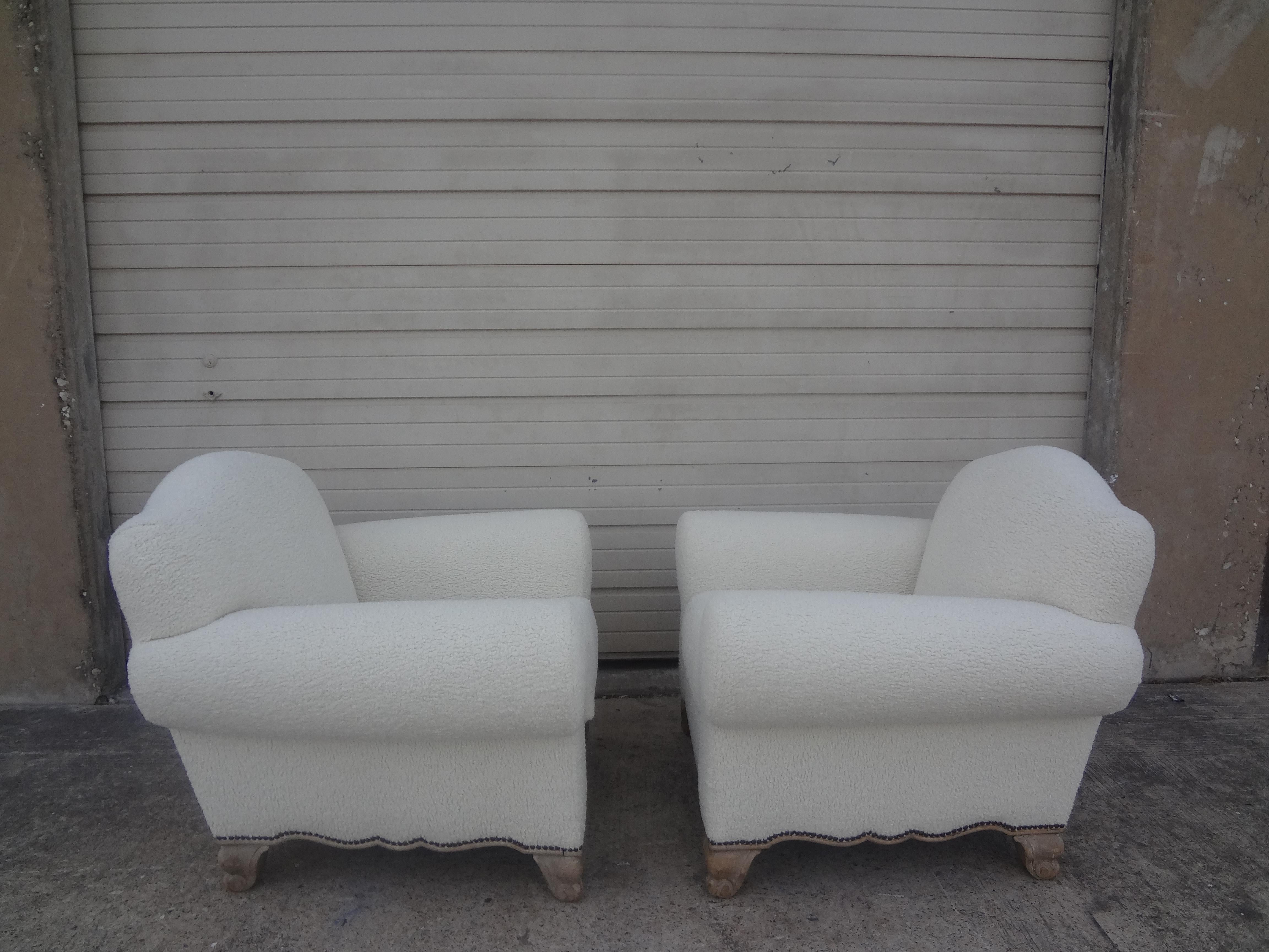Pair of French Art Deco Club Chairs Attributed To Jacques Adnet For Sale 4