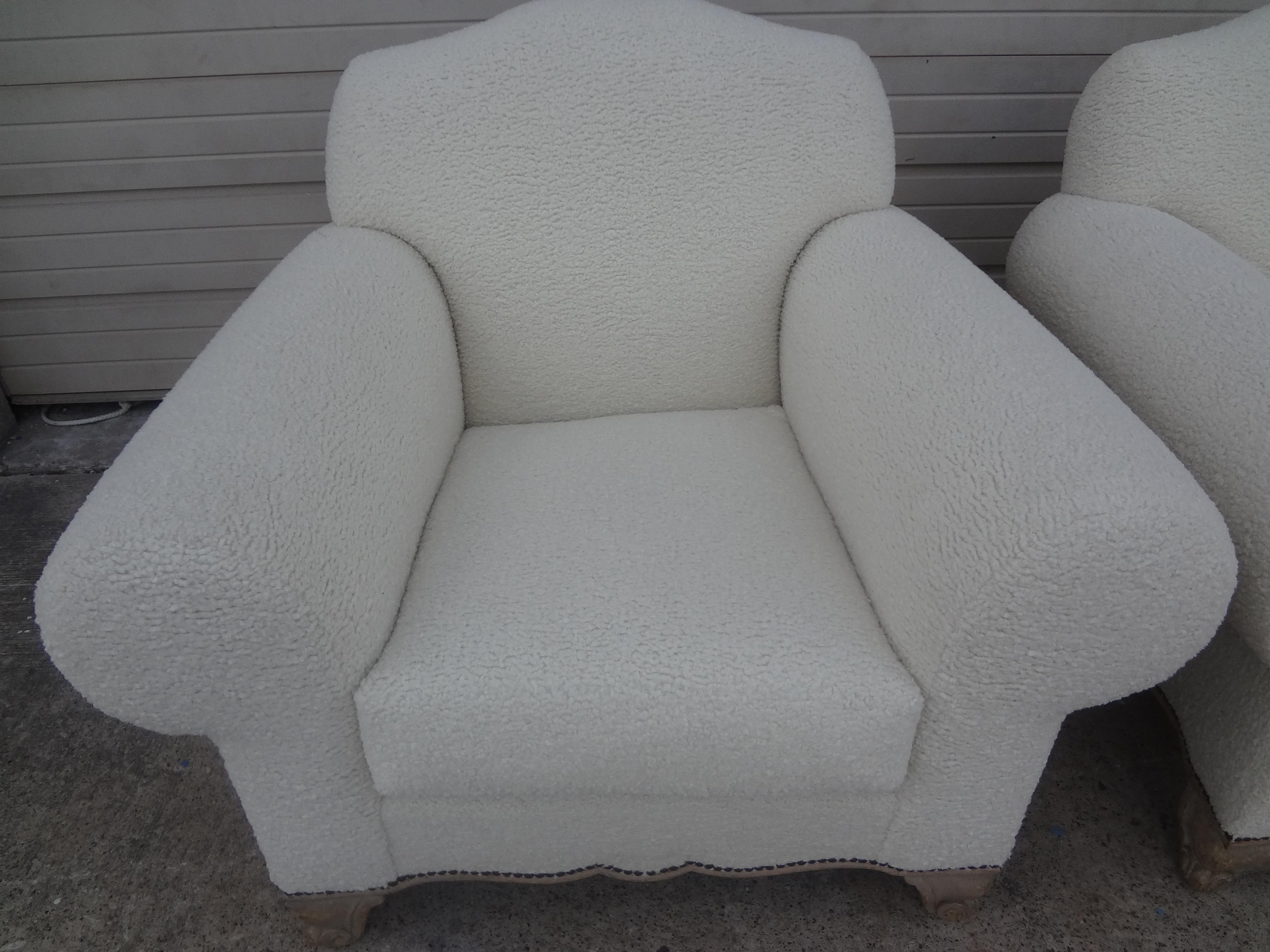 Pair of French Art Deco Club Chairs In The Style Of Jacques Adnet In Good Condition For Sale In Houston, TX