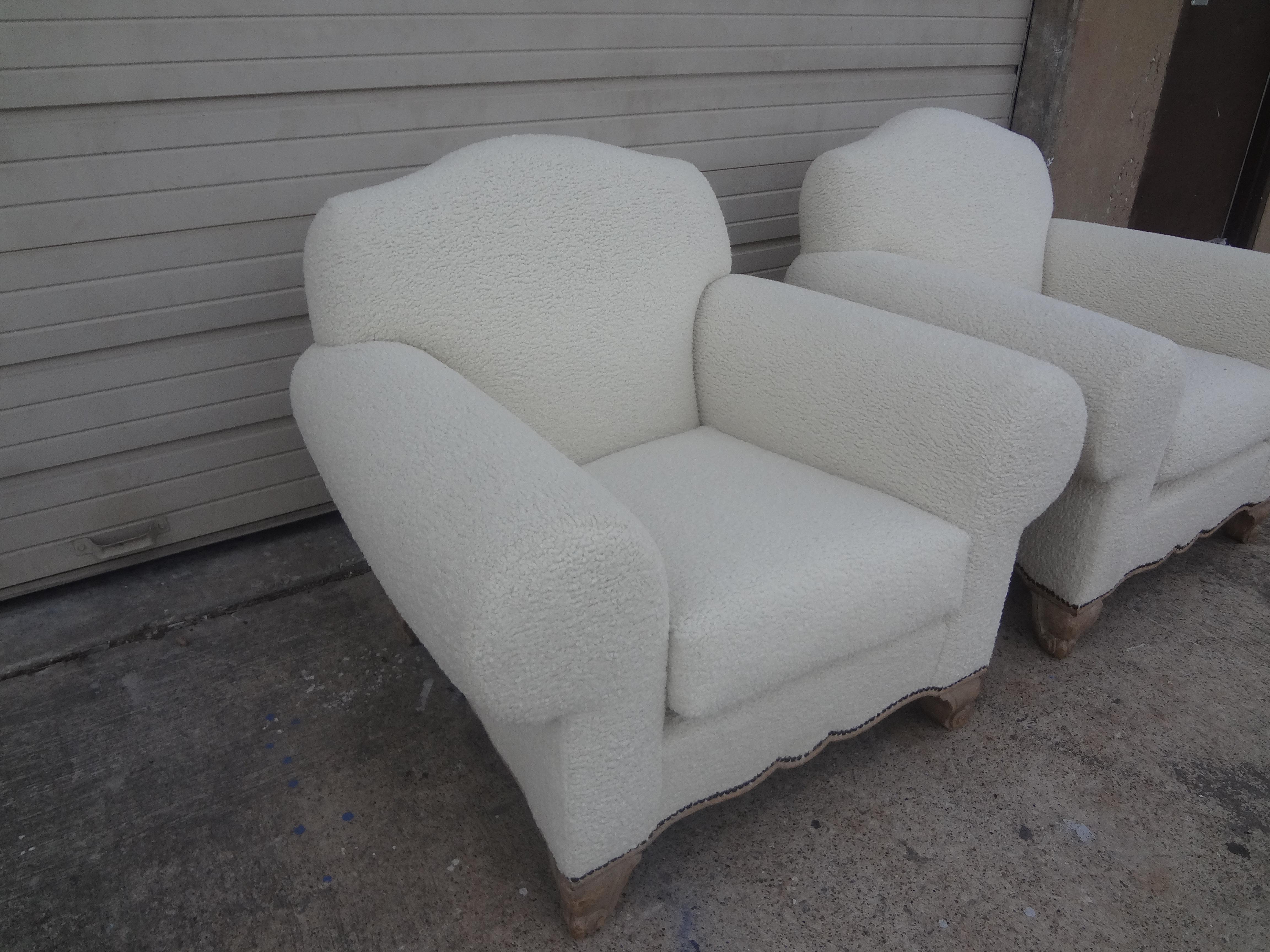 Pair of French Art Deco Club Chairs Attributed To Jacques Adnet For Sale 2