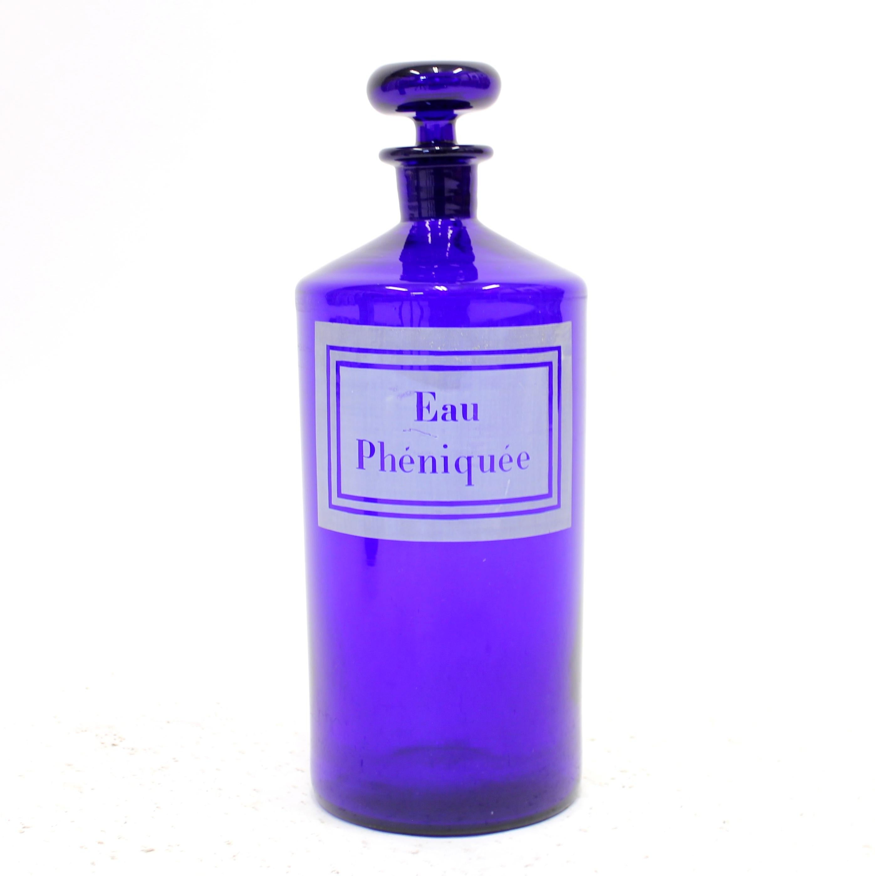 Pair of French Cobalt Blue Apothecary Bottles, Early 20th Century 1