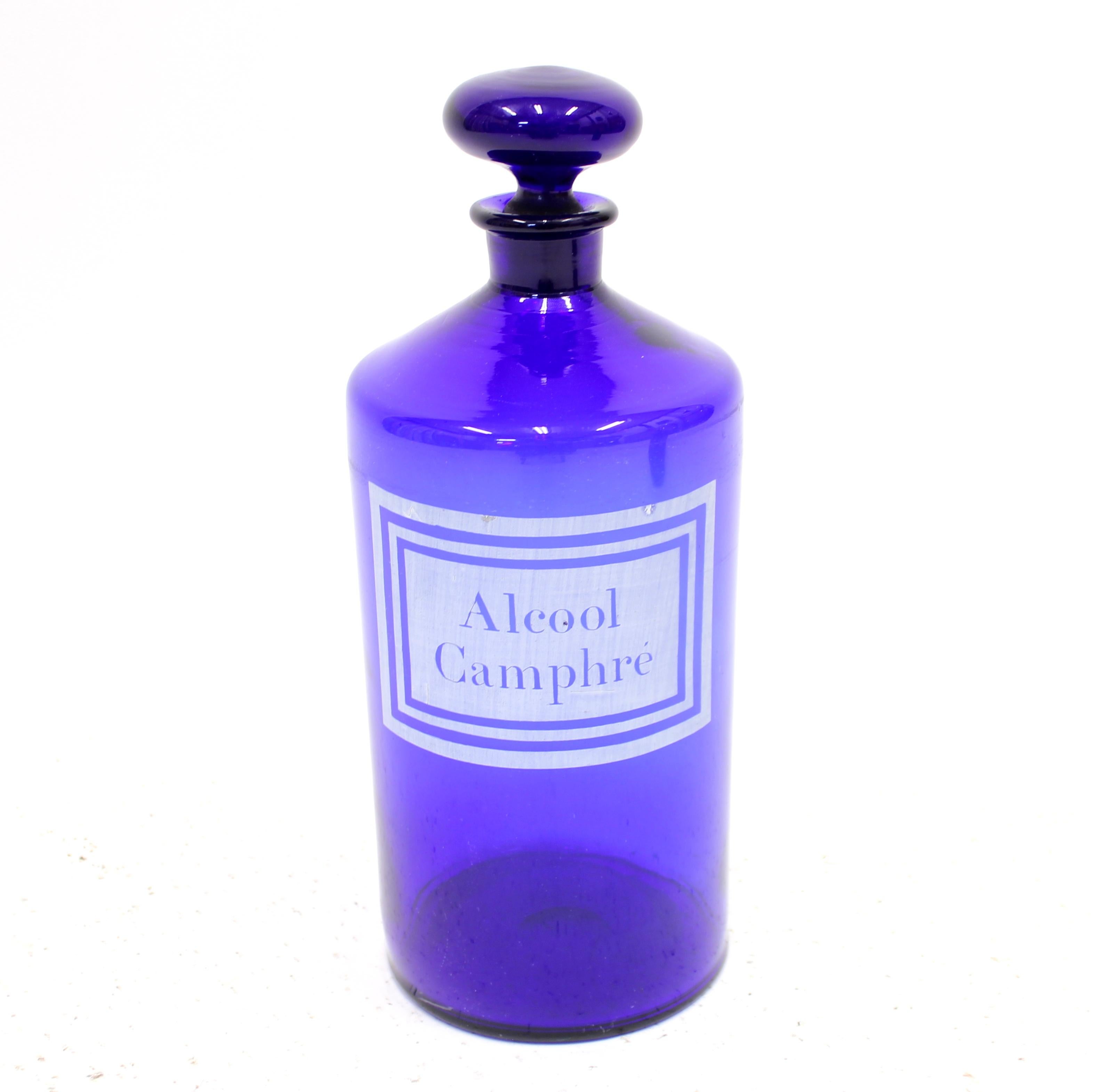 Pair of French Cobalt Blue Apothecary Bottles, Early 20th Century 4