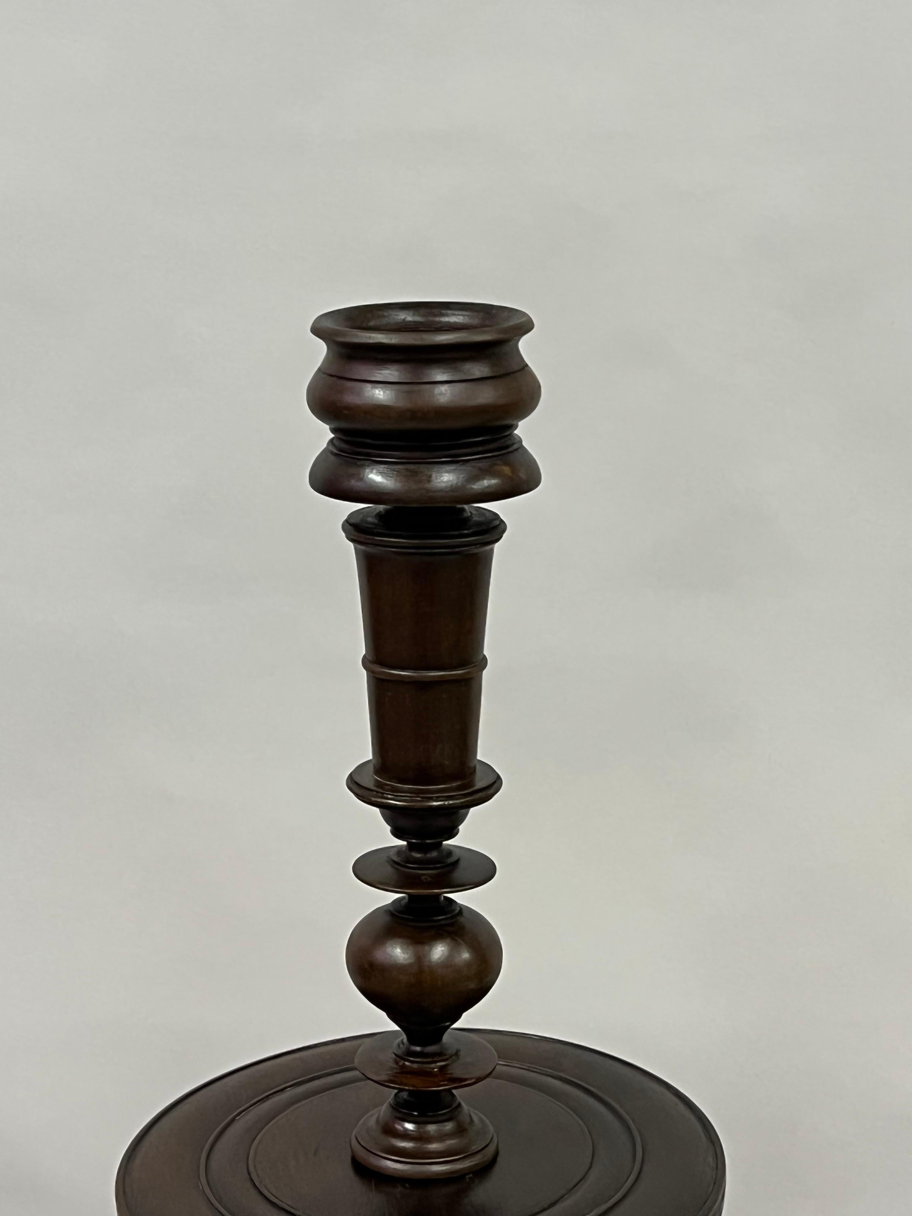 Pair of French Colonial Carved Teak Wood Table Lamp Bases or Candelabras c. 1930 For Sale 3