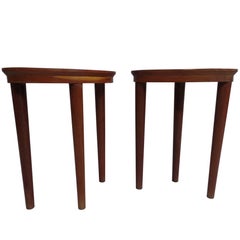 Pair of French Colonial Solid Teak Side Tables / Consoles / Nightstands, 1930