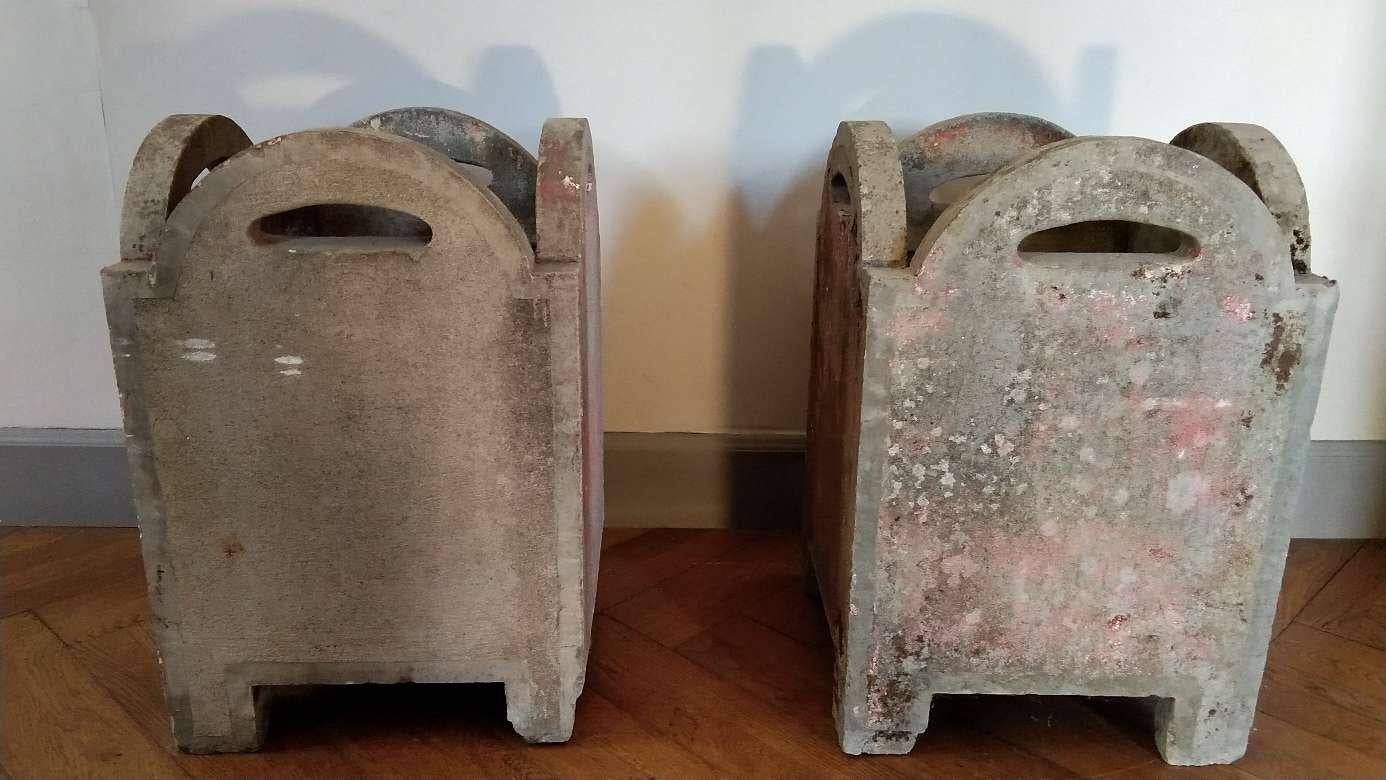 Pair of French Concrete Planters, circa 1940 For Sale 2