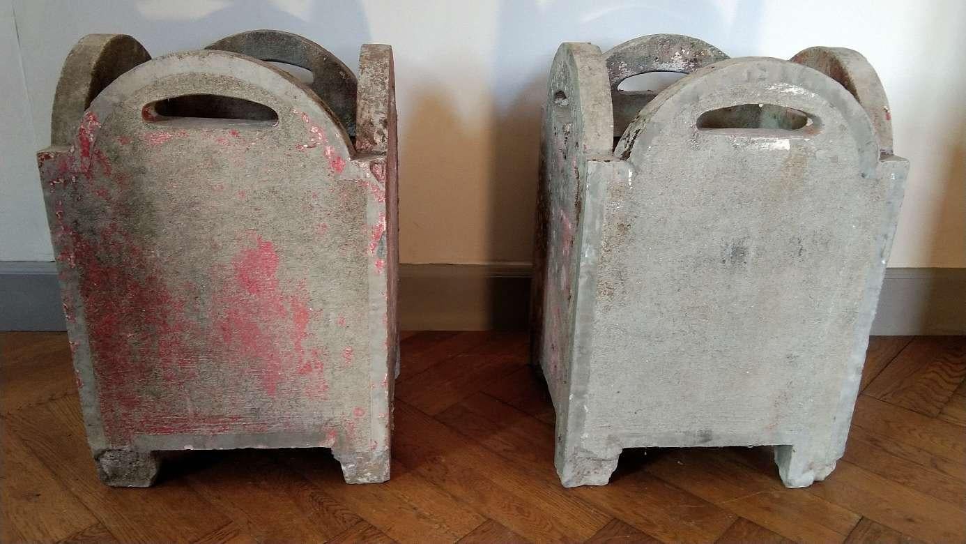 Pair of French Concrete Planters, circa 1940 For Sale 3