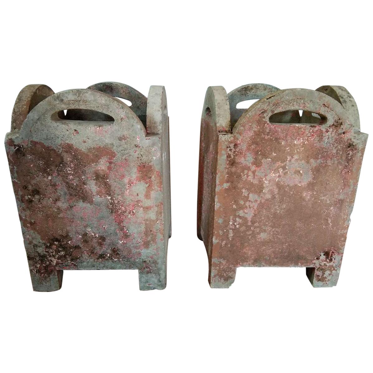 Pair of French Concrete Planters, circa 1940 For Sale