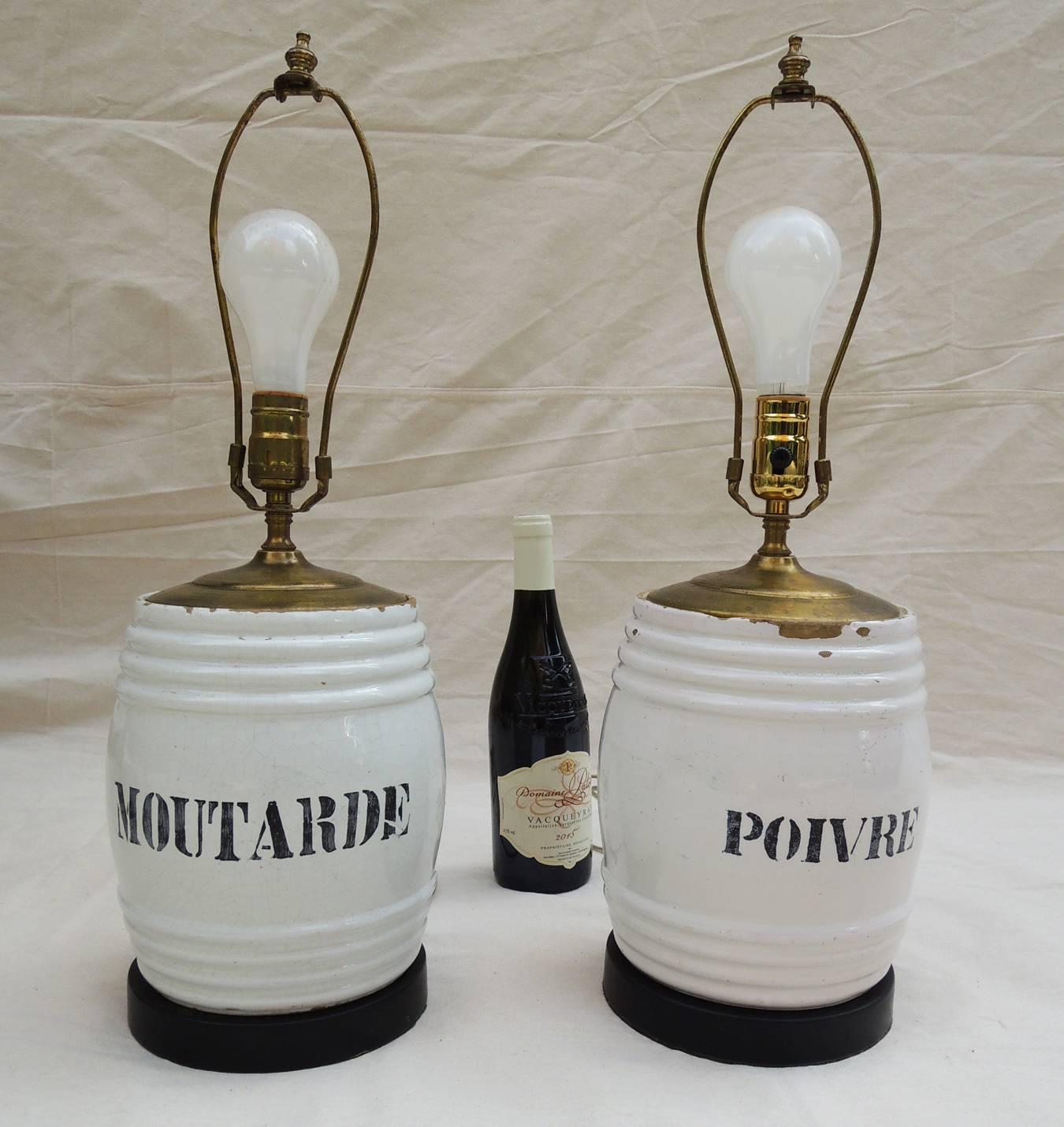 Pair of French Condiment Jar Lamps 4
