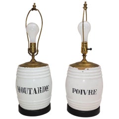 Pair of French Condiment Jar Lamps