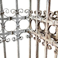 Pair of French Console Tables with Wrought Iron Bases