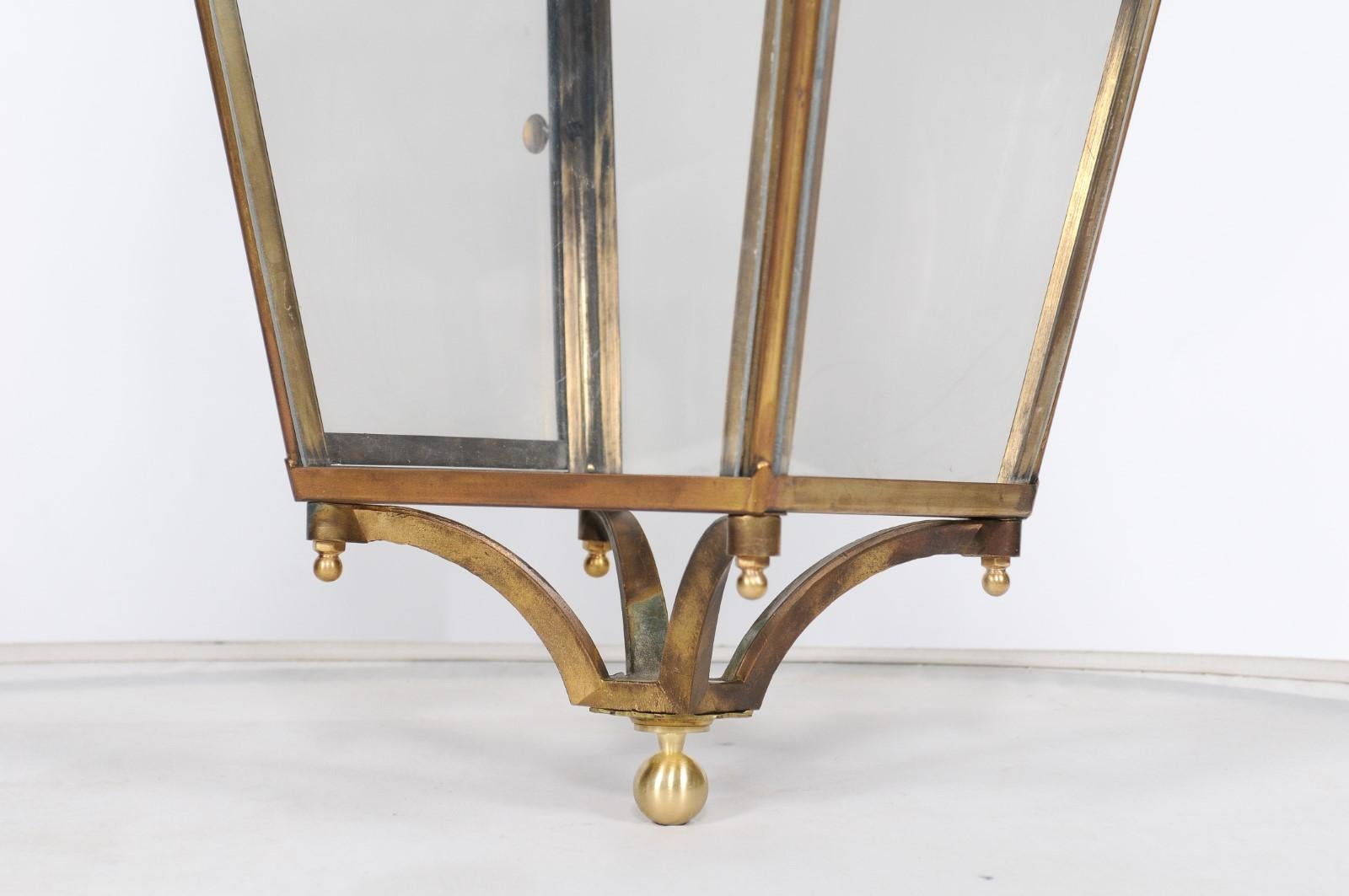 Pair of French Copper and Plexiglass Lanterns with Brass Accents from the 1920s 6