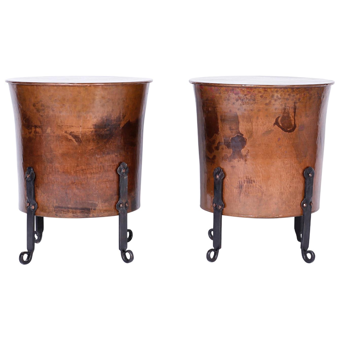 Pair of French Copper End Tables or Stands