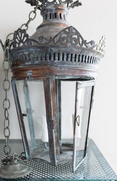Pair of French Copper Lanterns Newly Wired