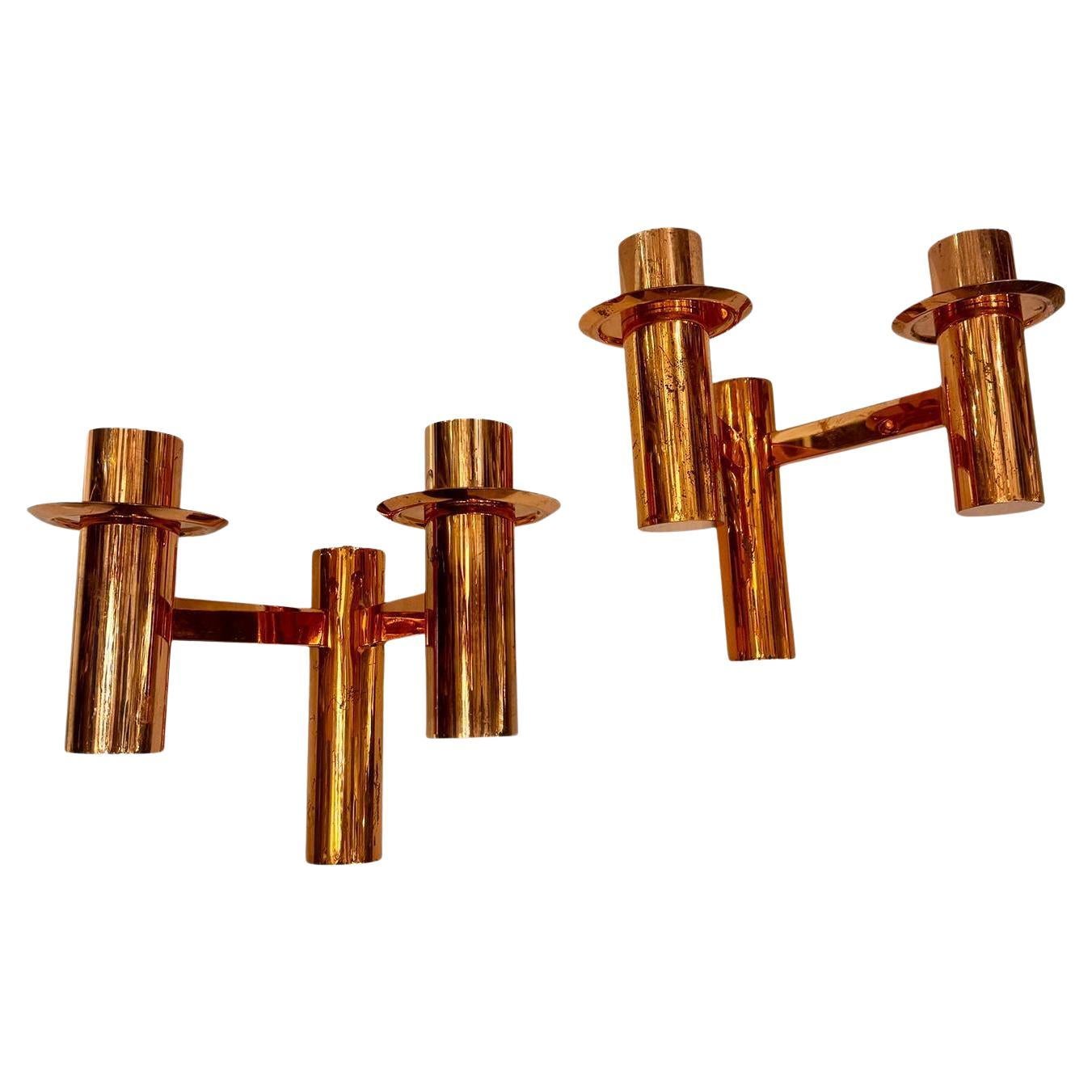 Pair of French Copper Sconces