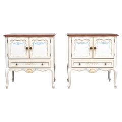 Pair Of French Cottage Style Hand Painted Night Stands