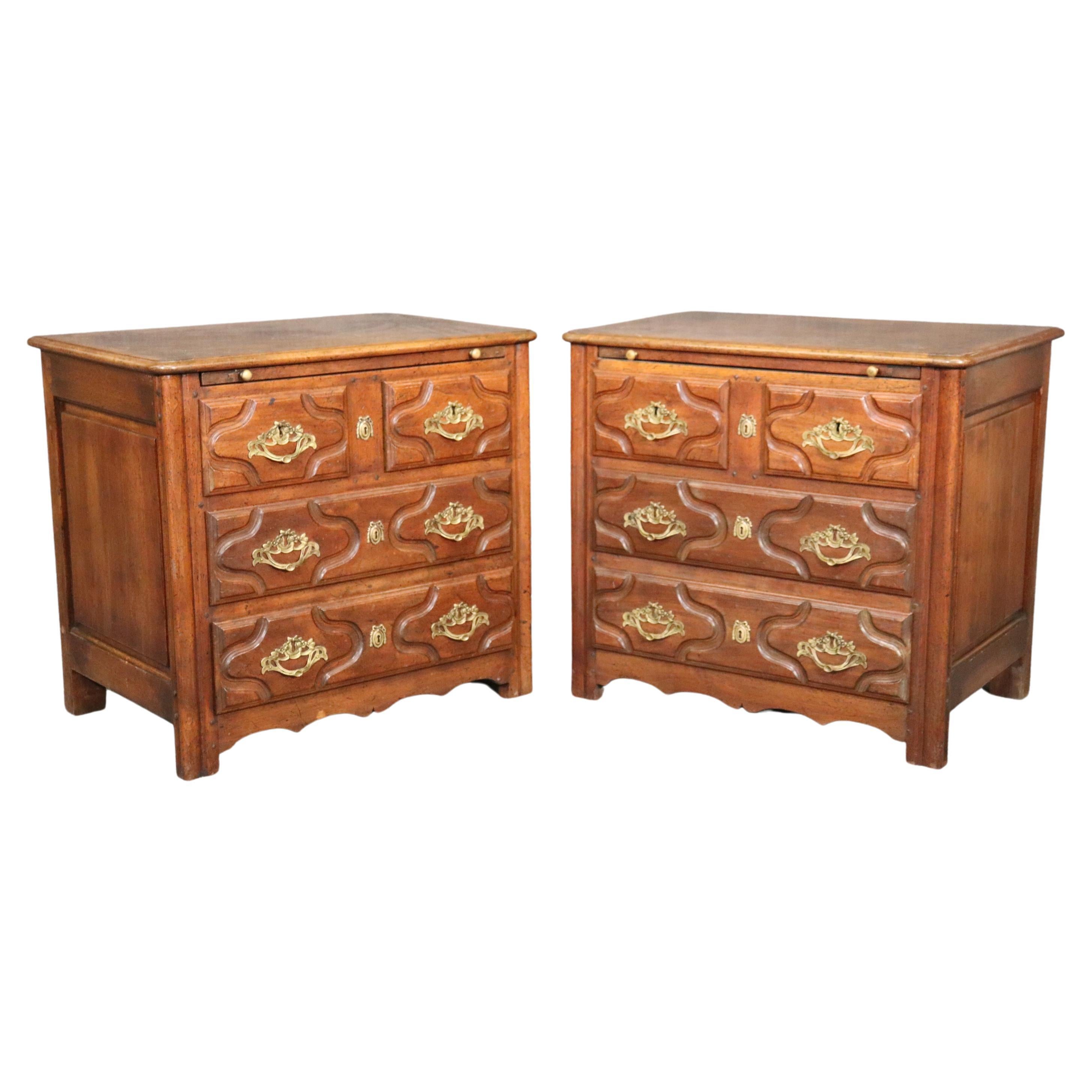 Pair of Auffray French Country Antique Style Nightstands with Pull Out Trays For Sale