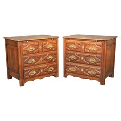 Pair of Auffray French Country Vintage Style Nightstands with Pull Out Trays