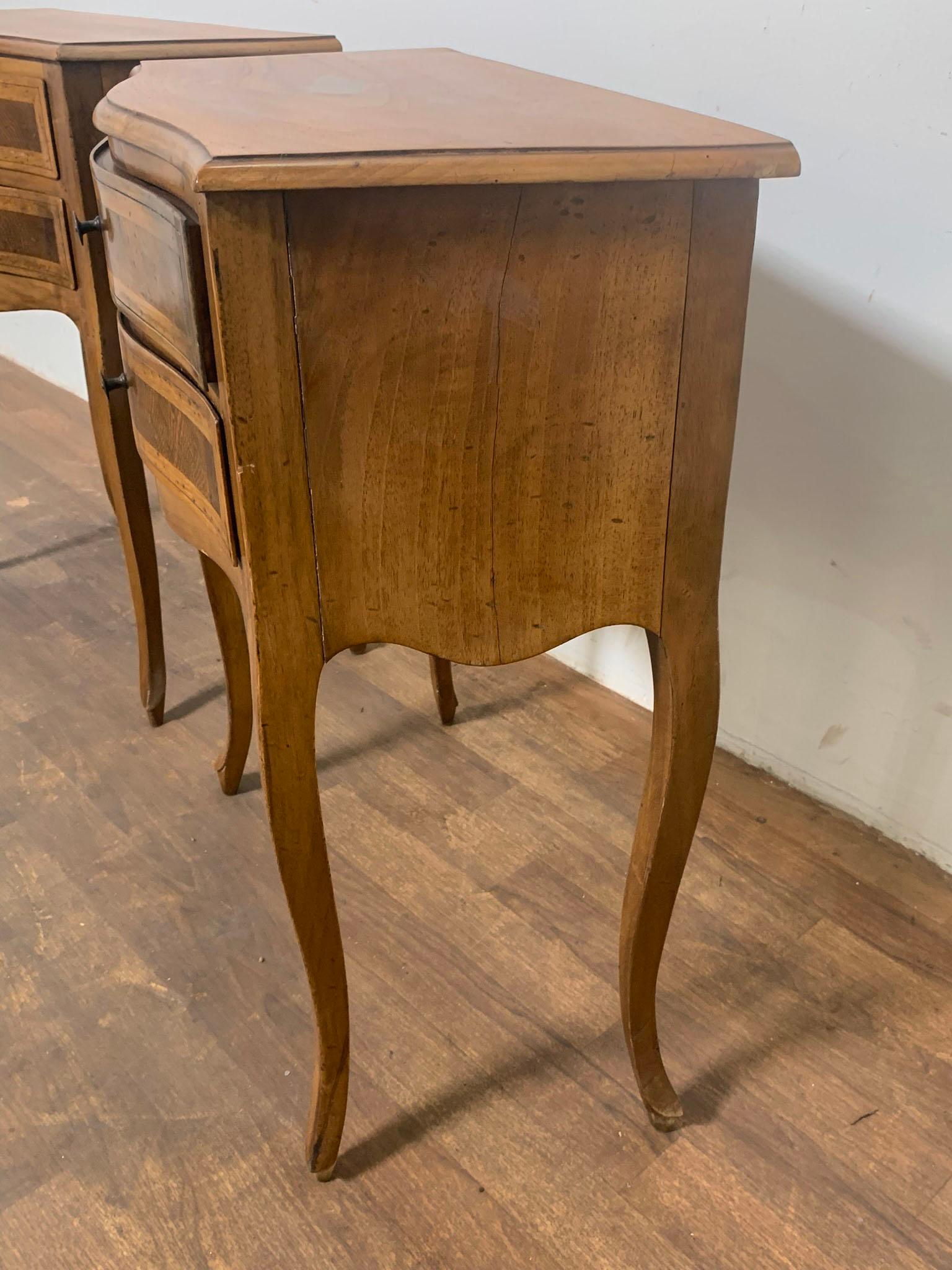 Pair of French Country Night Stands in Walnut, Circa 1950s 5