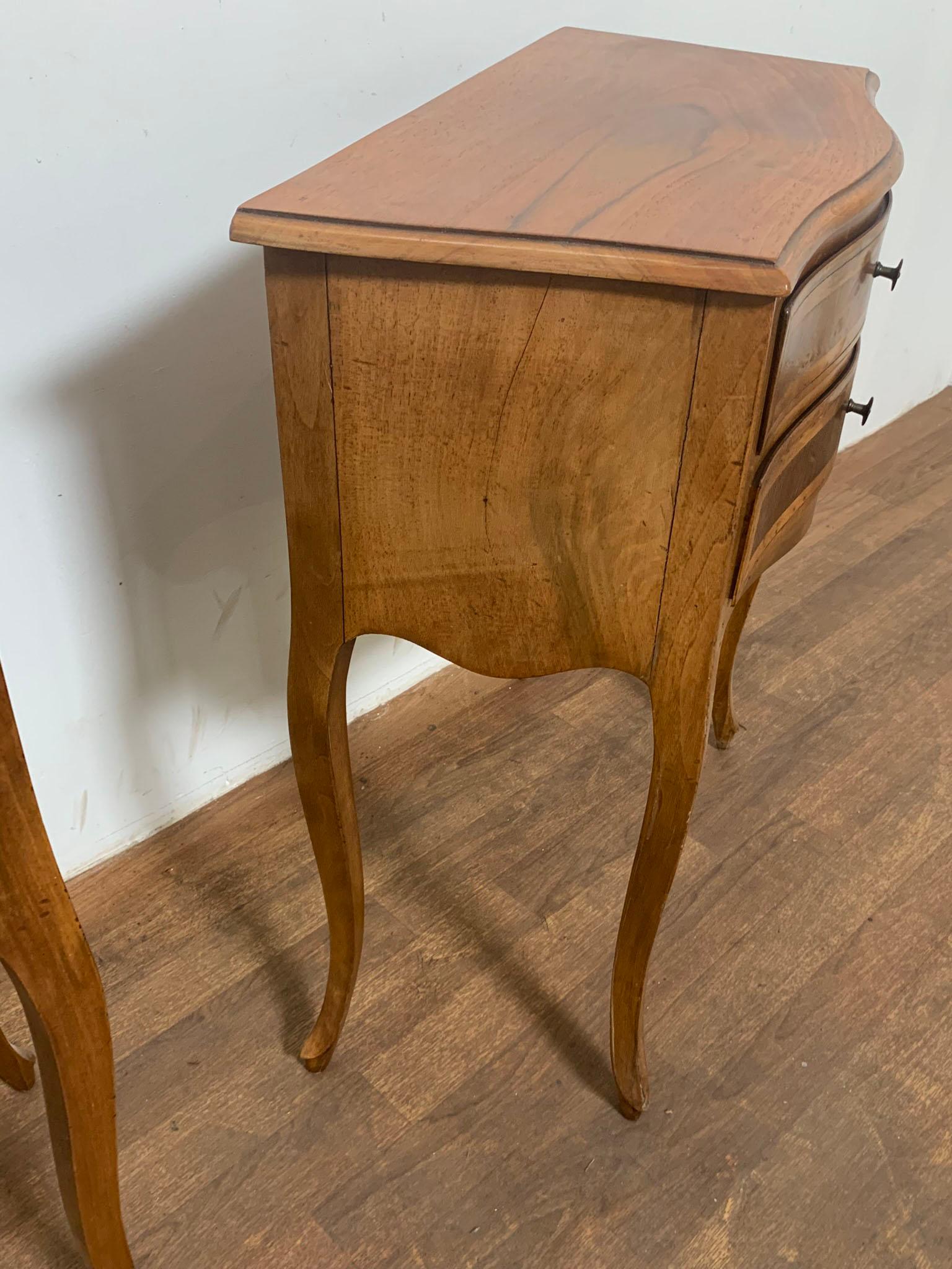 Pair of French Country Night Stands in Walnut, Circa 1950s 6