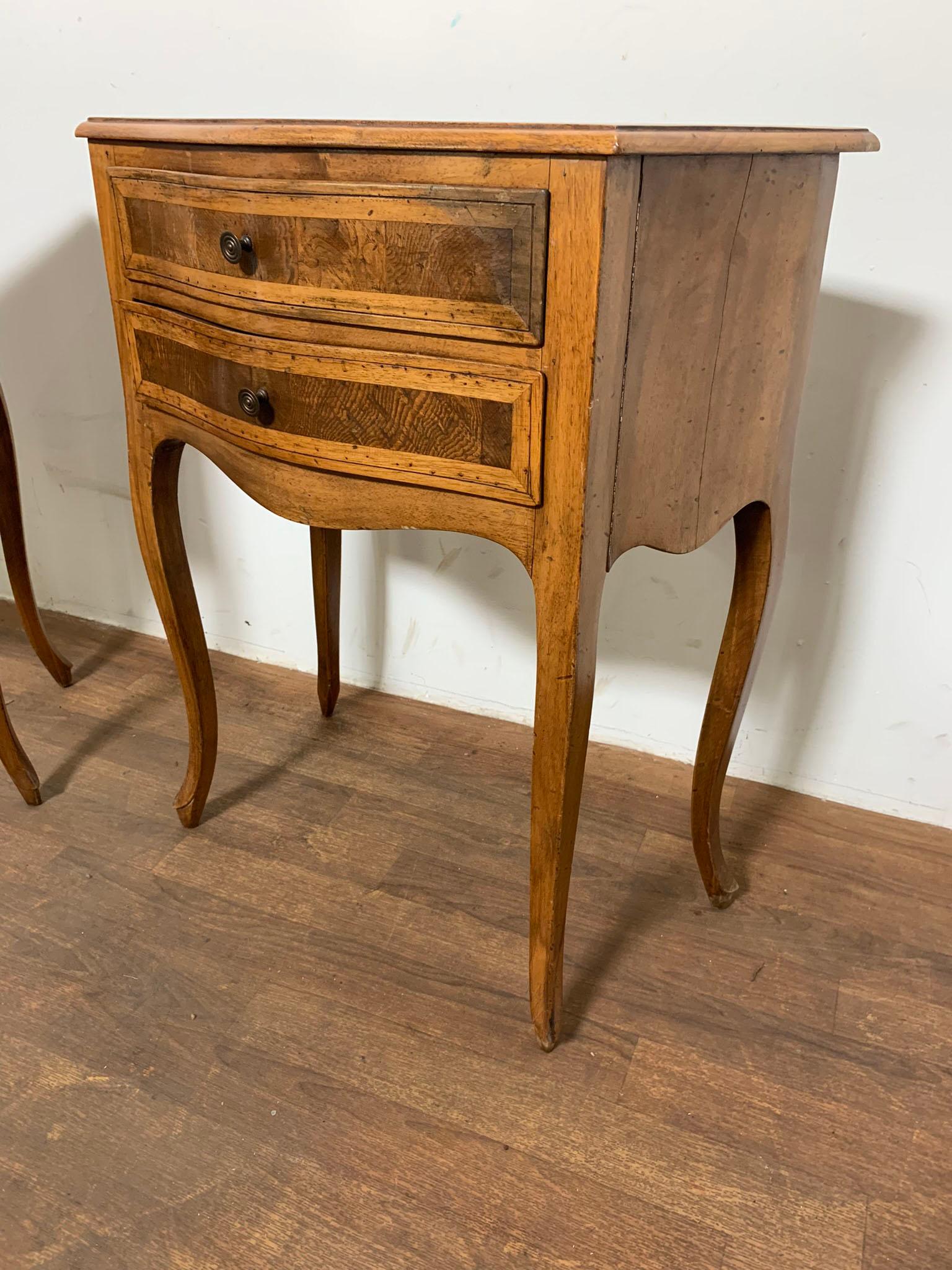 Pair of French Country Night Stands in Walnut, Circa 1950s 9