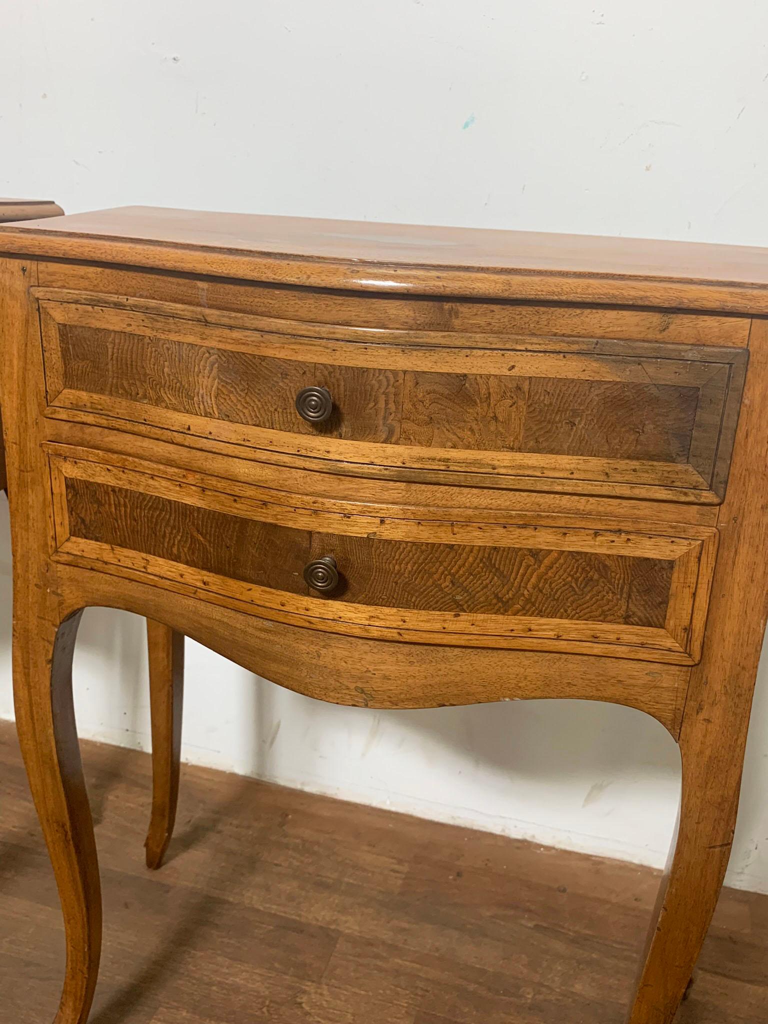 Pair of French Country Night Stands in Walnut, Circa 1950s In Good Condition In Peabody, MA