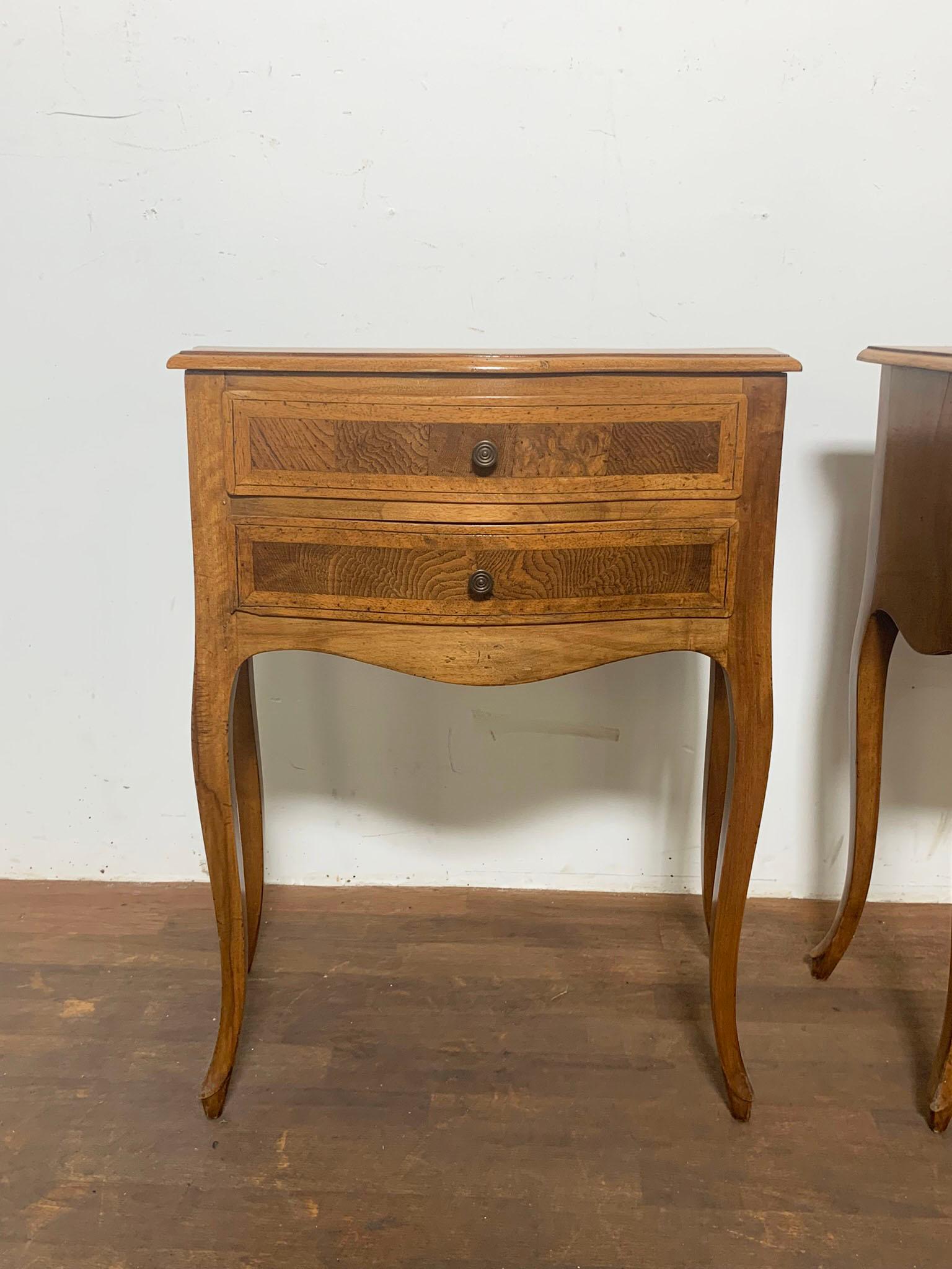 Mid-20th Century Pair of French Country Night Stands in Walnut, Circa 1950s