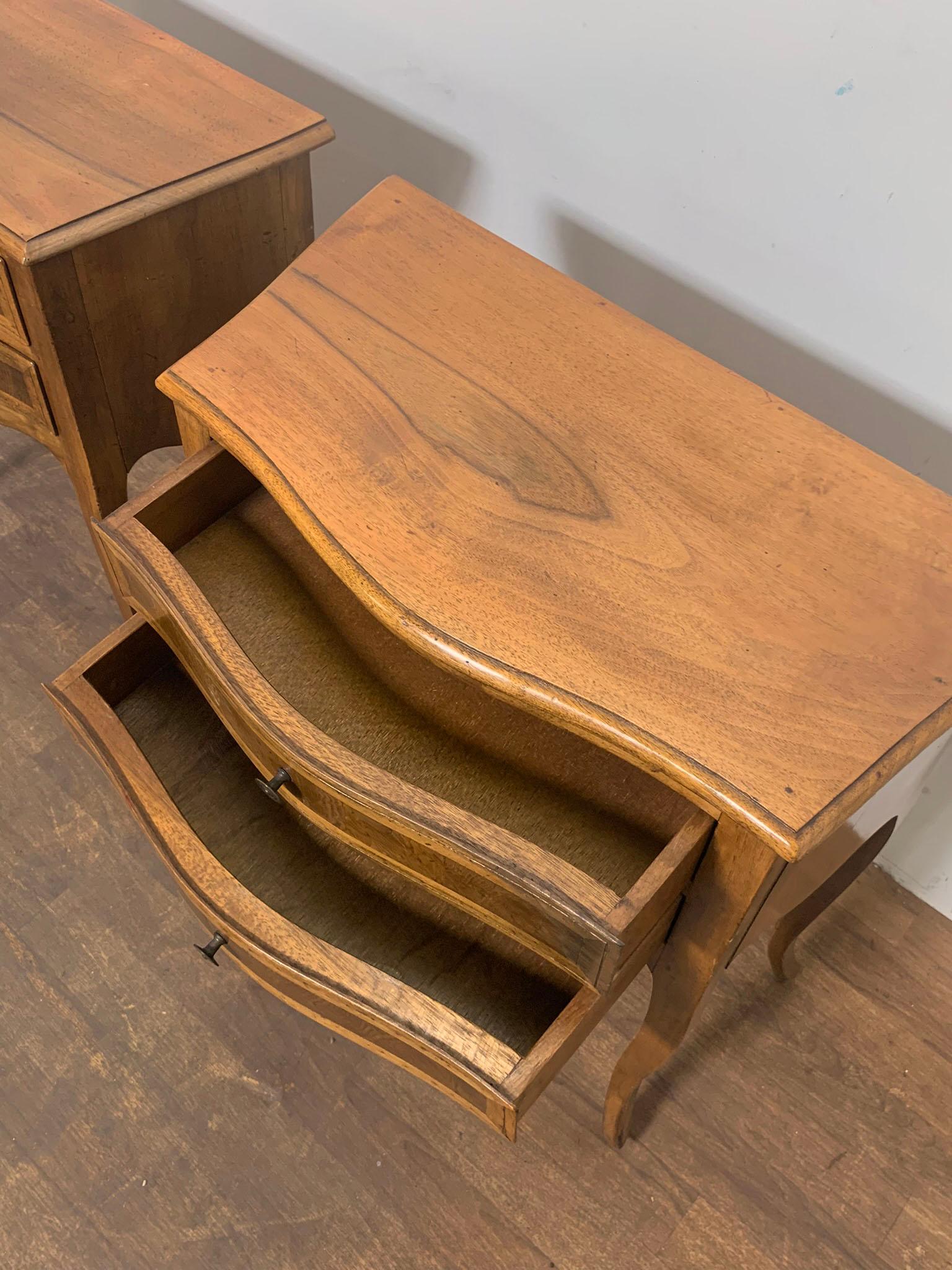 Pair of French Country Night Stands in Walnut, Circa 1950s 4