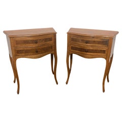 Vintage Pair of French Country Night Stands in Walnut, Circa 1950s