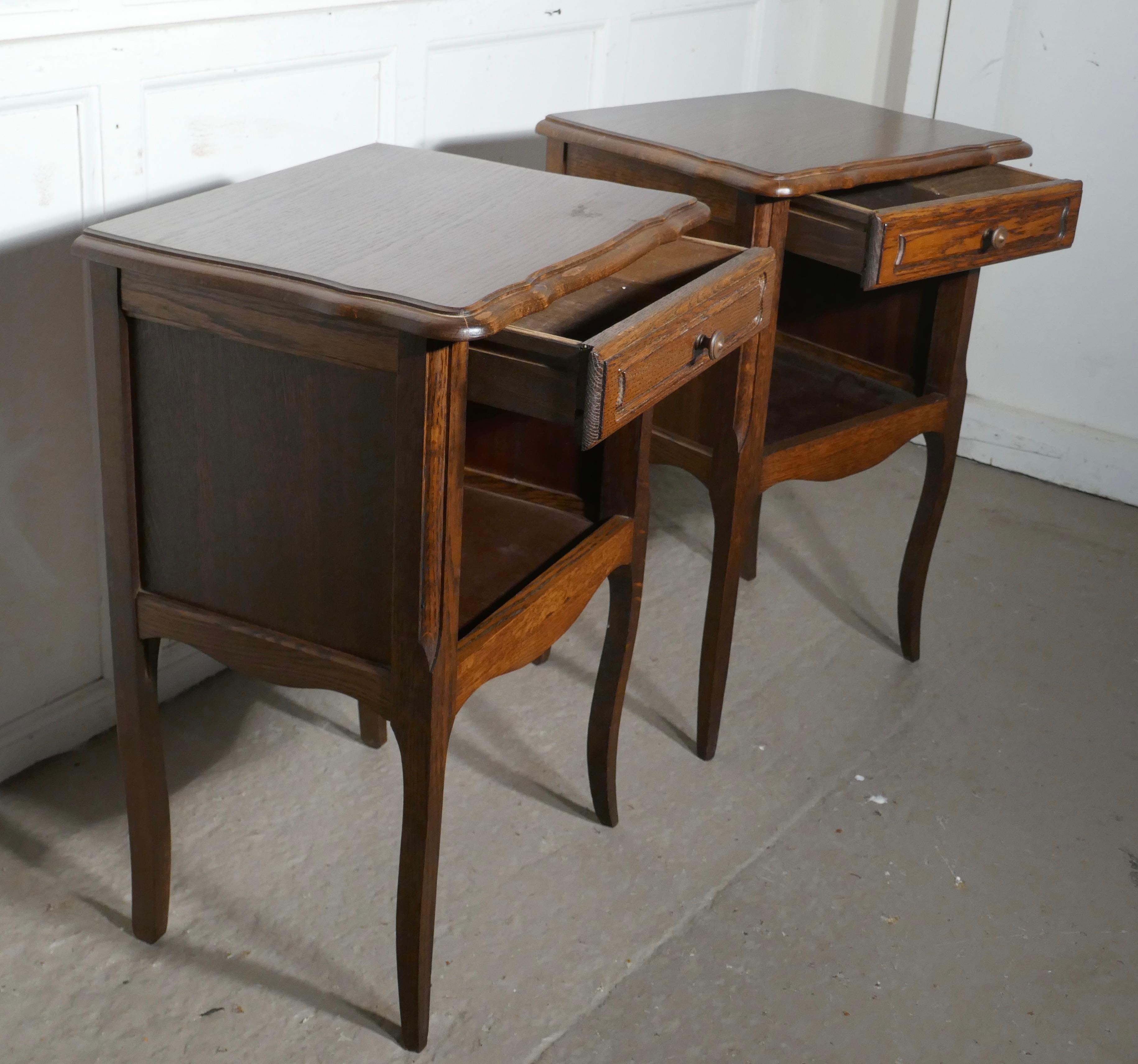 French Provincial Pair of French Country Oak Bedside Cabinets