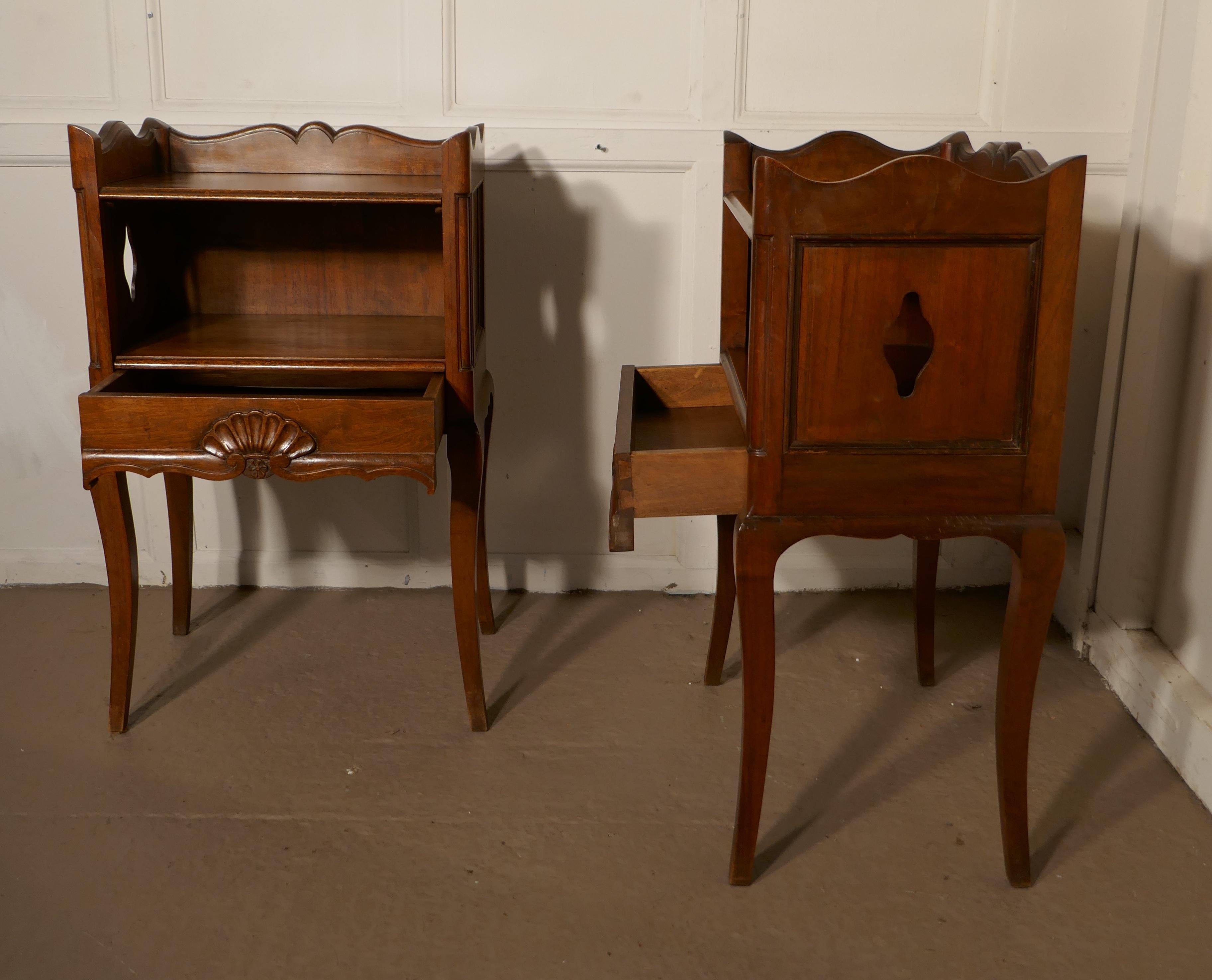 Pair of French Country Oak Bedside Cabinets  1