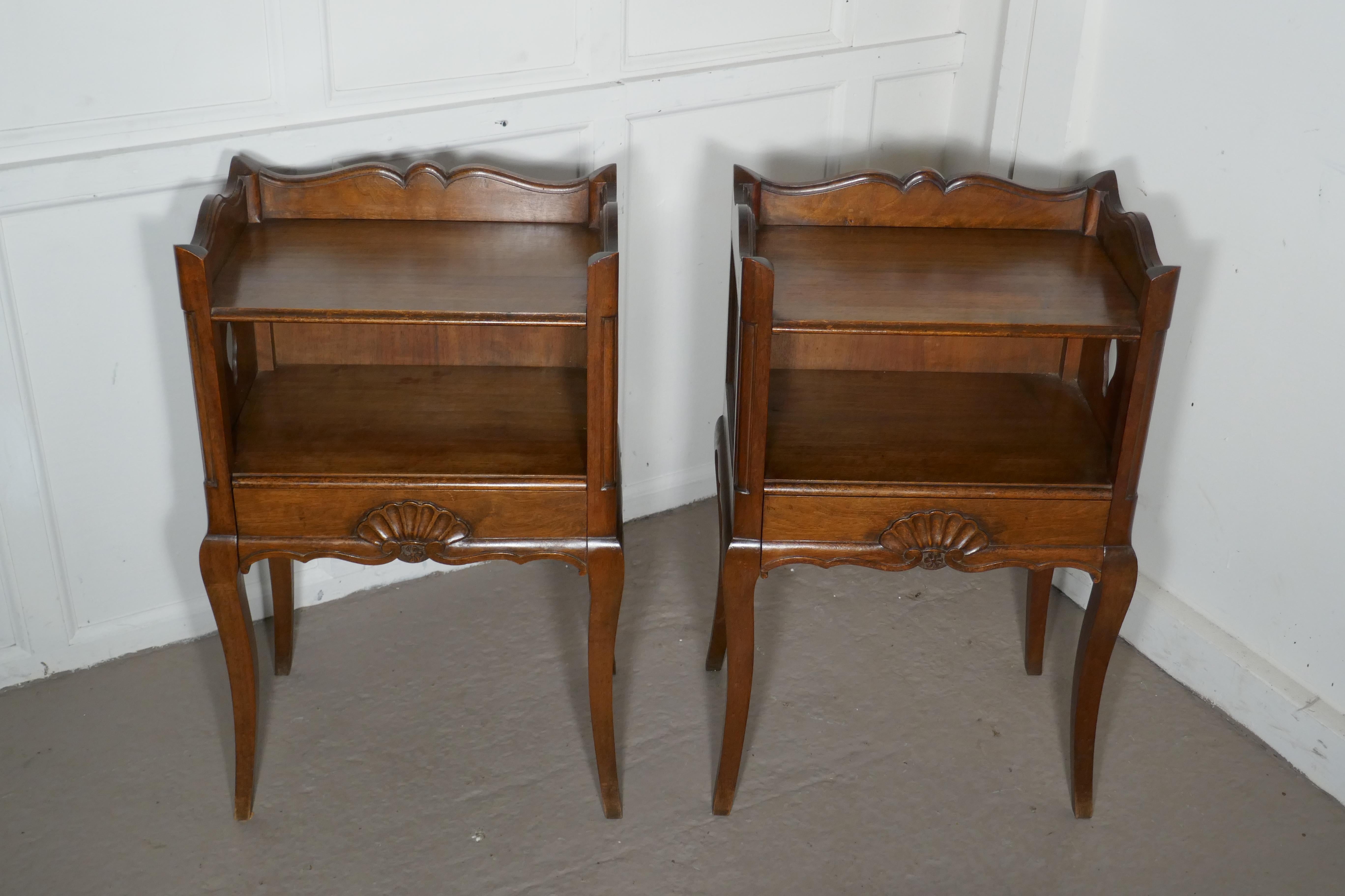 Pair of French Country Oak Bedside Cabinets  2