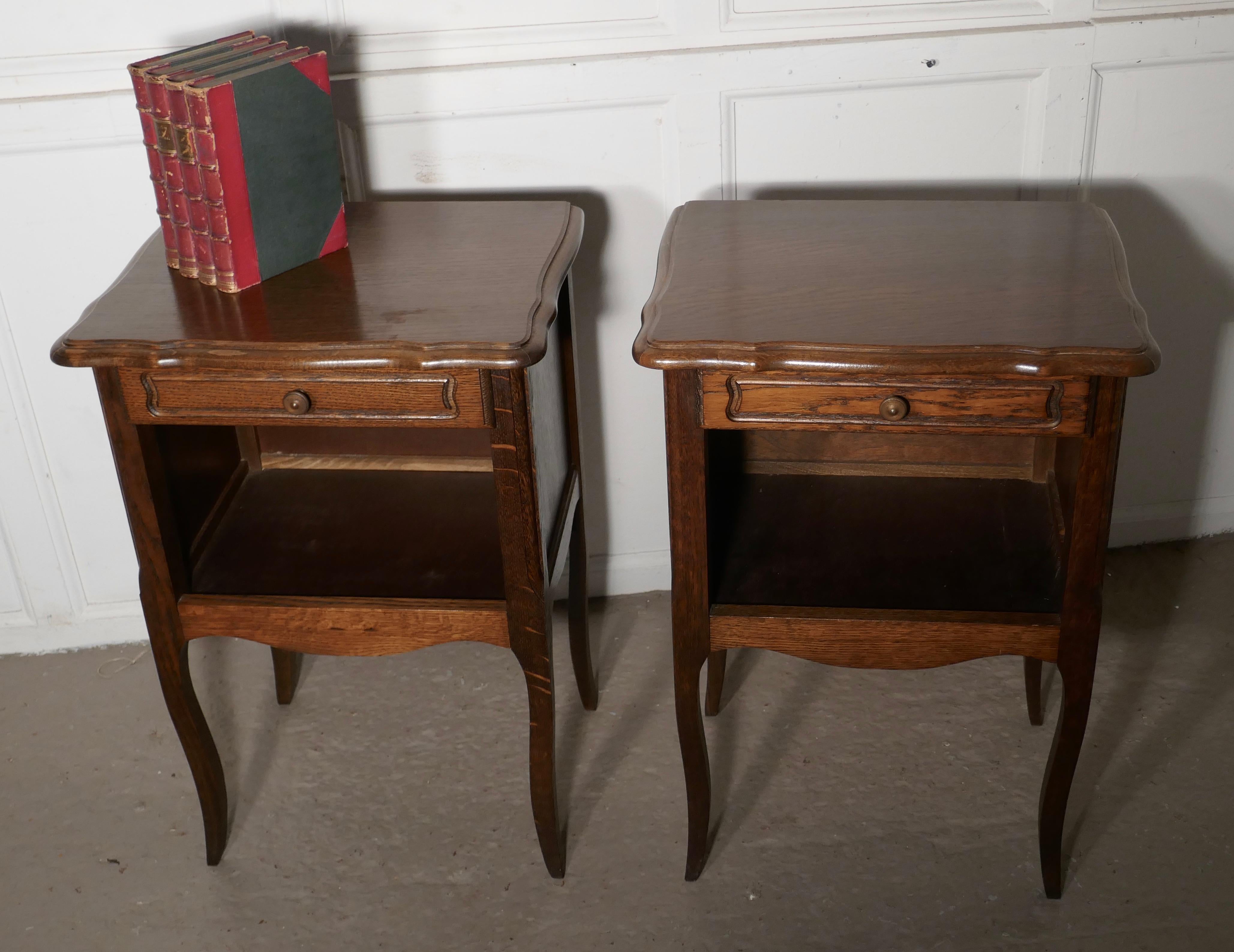 Pair of French Country Oak Bedside Cabinets 2