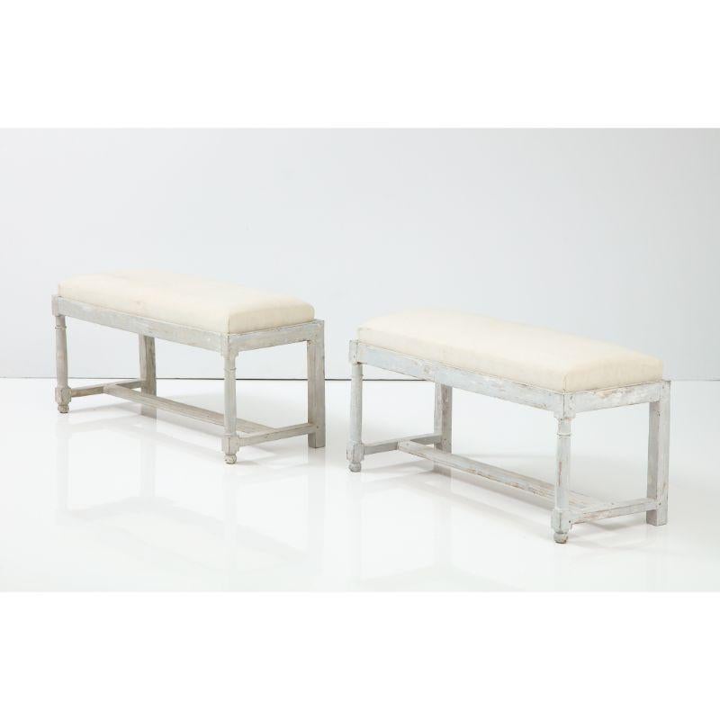 19th Century Pair of French Country Painted Benches