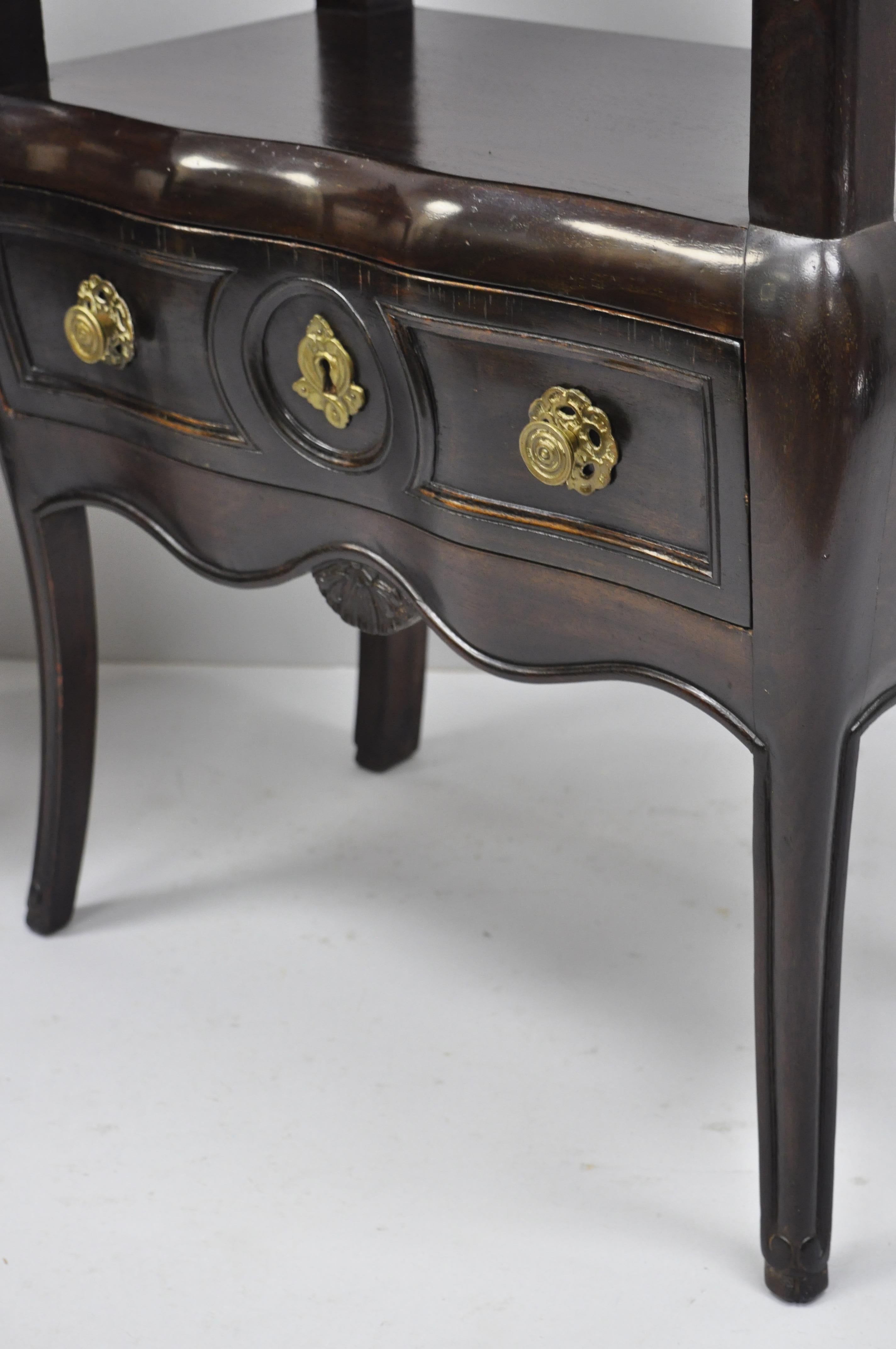 Pair of French Country Provincial Style Bombe Nightstand Attributed to Auffray For Sale 1
