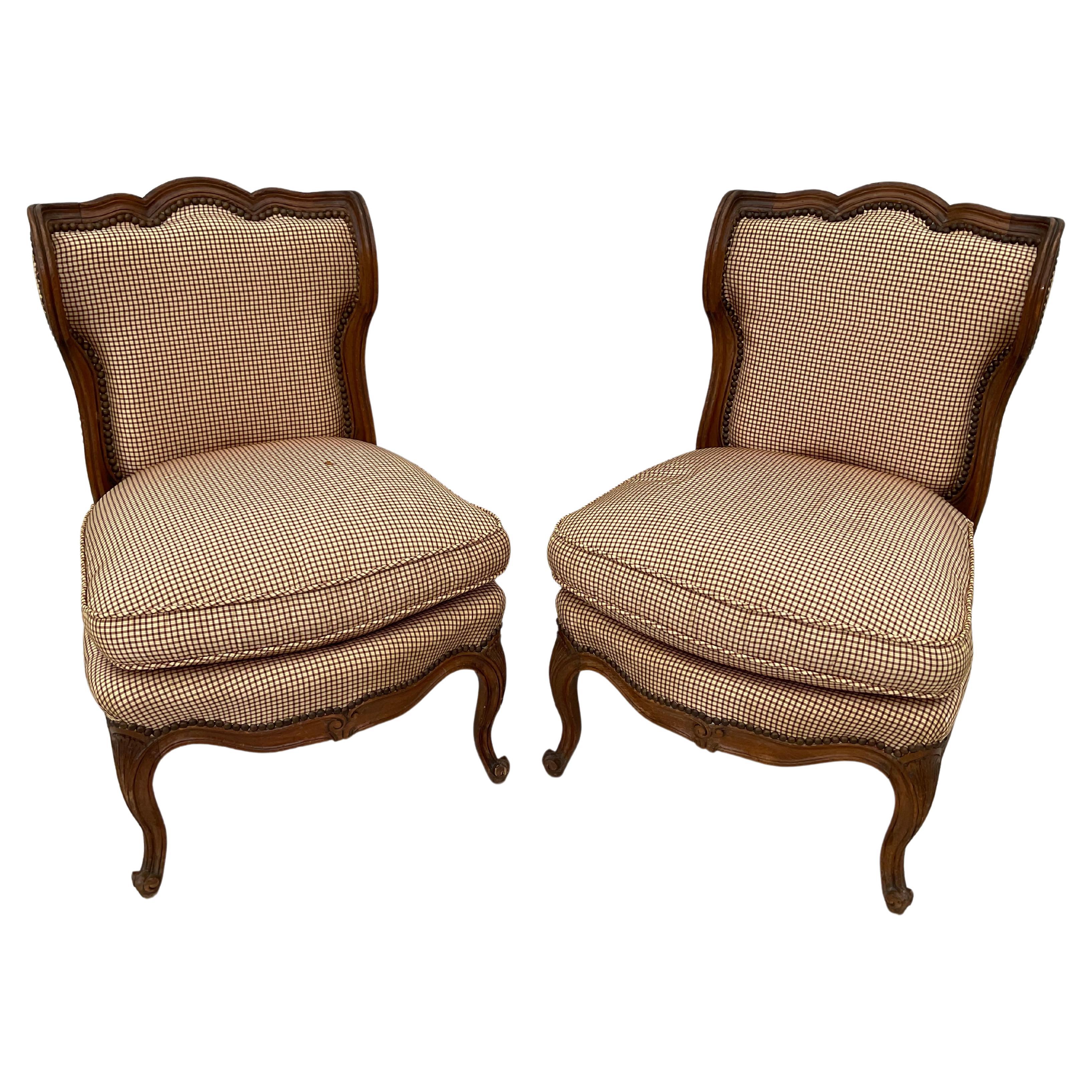 French Provincial Pair Of French Country Slipper Chairs For Sale