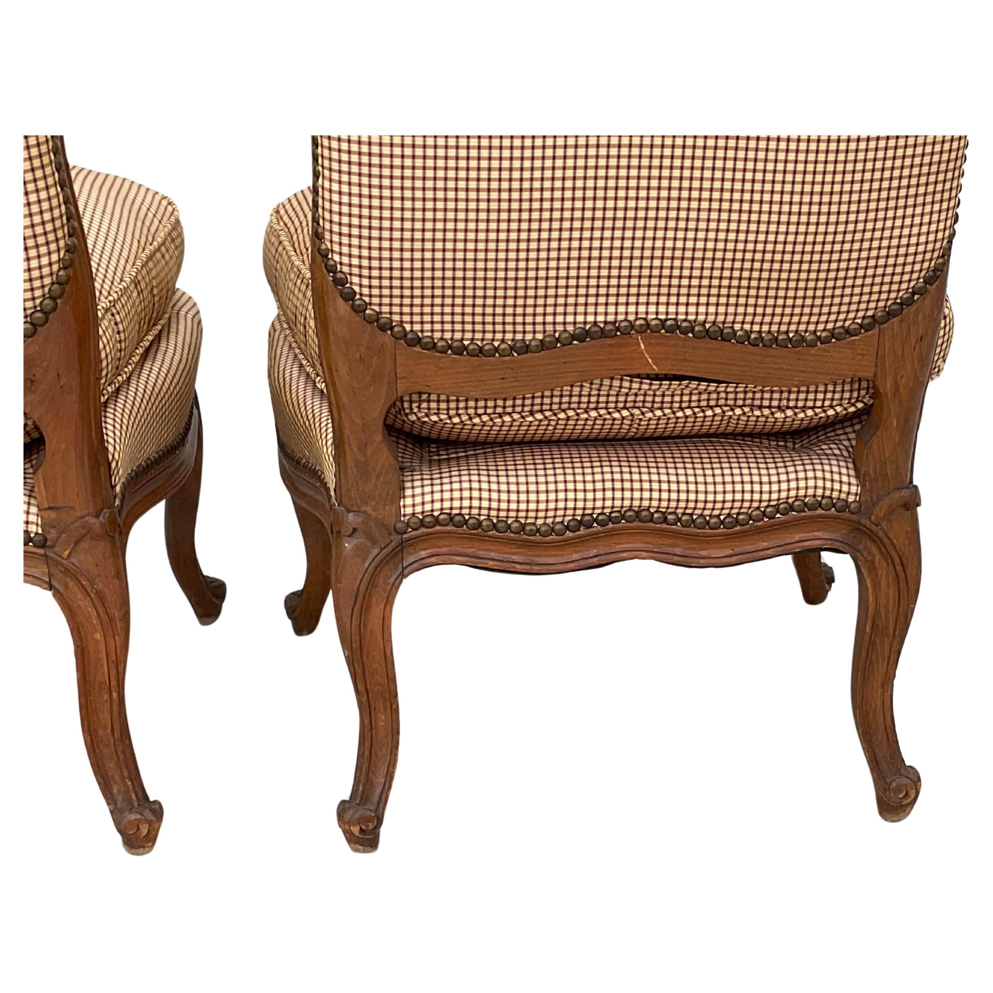 Paar Französisch Land Pantoffel Stühle (Textil) im Angebot