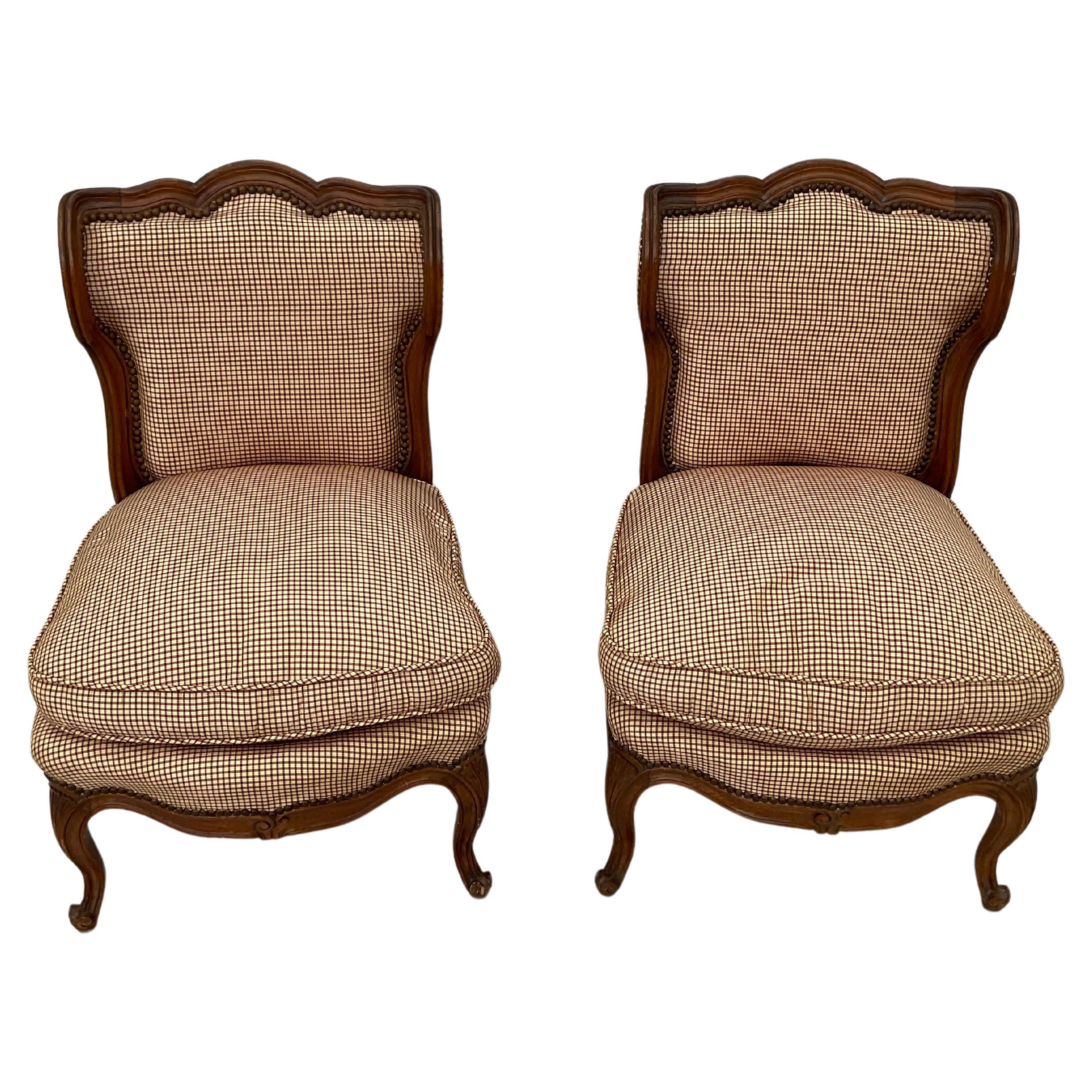 Pair Of French Country Slipper Chairs For Sale 2