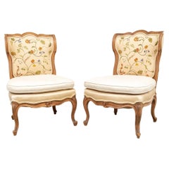 Pair of French Country Walnut Slipper Chairs