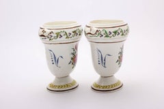 Pair of French Creamware Vases, Flower Decoration, circa 1800