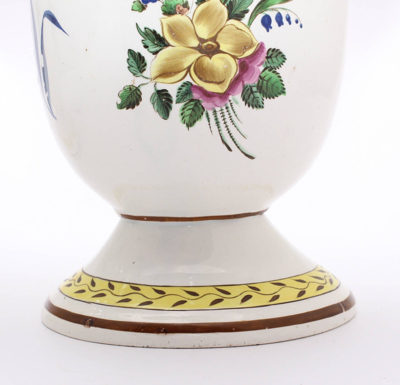 19th Century Pair of French Creamware Vases, Flower Decoration, circa 1800 For Sale