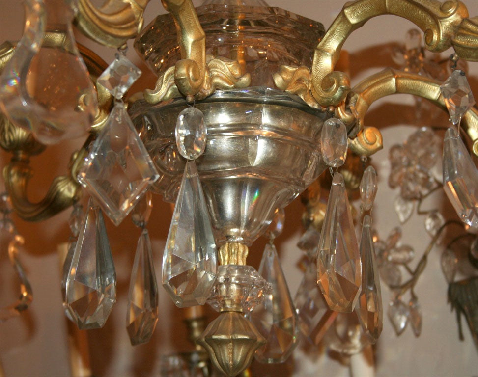 Pair of French Crystal and Gilt Bronze Chandeliers, Sold Individually In Good Condition For Sale In New York, NY