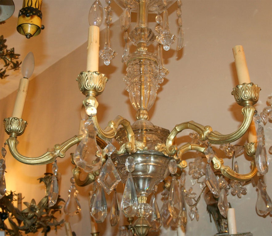 19th Century Pair of French Crystal and Gilt Bronze Chandeliers, Sold Individually For Sale