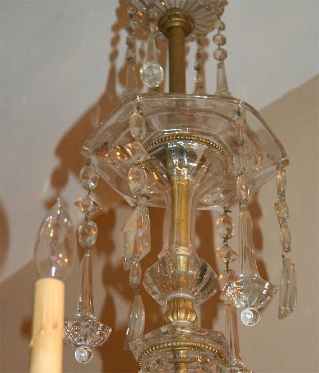 Pair of French Crystal and Gilt Bronze Chandeliers, Sold Individually For Sale 1